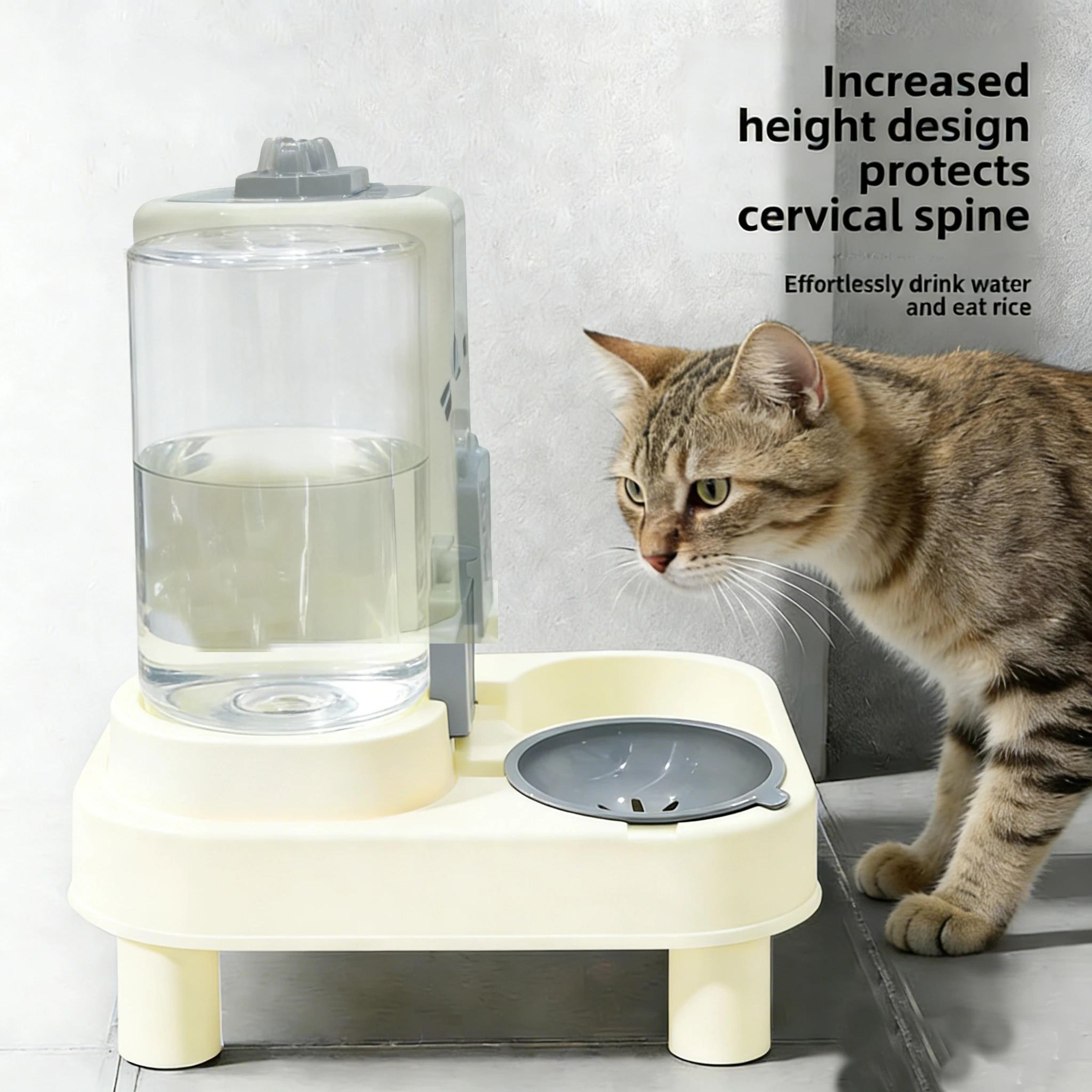 PetFlow Gravity Cat Feeder  Water Dispenser Set  Large Capacity SpillProof Feeding Station 2