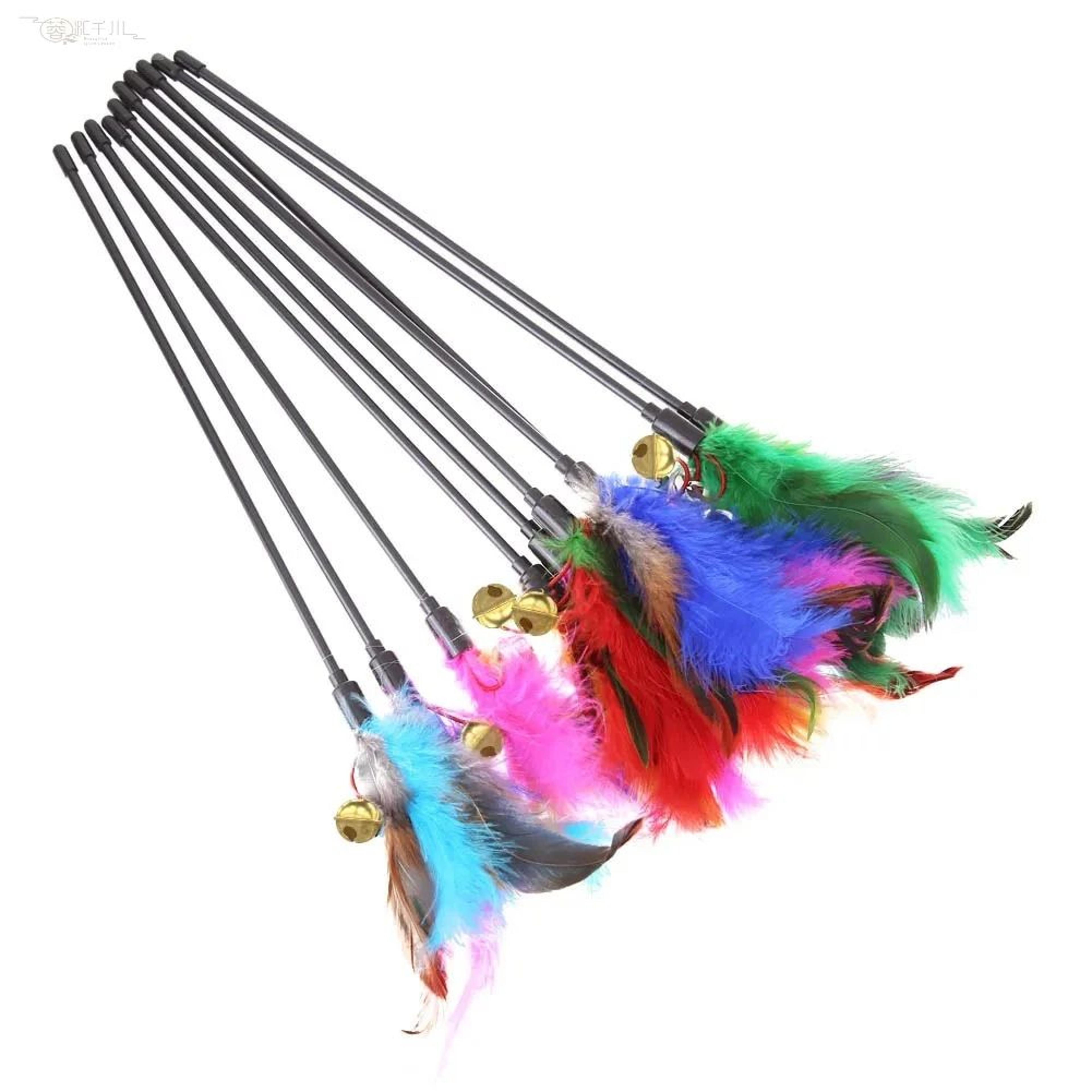 5Piece Cat Feather Wand Toy Set With Bells 0