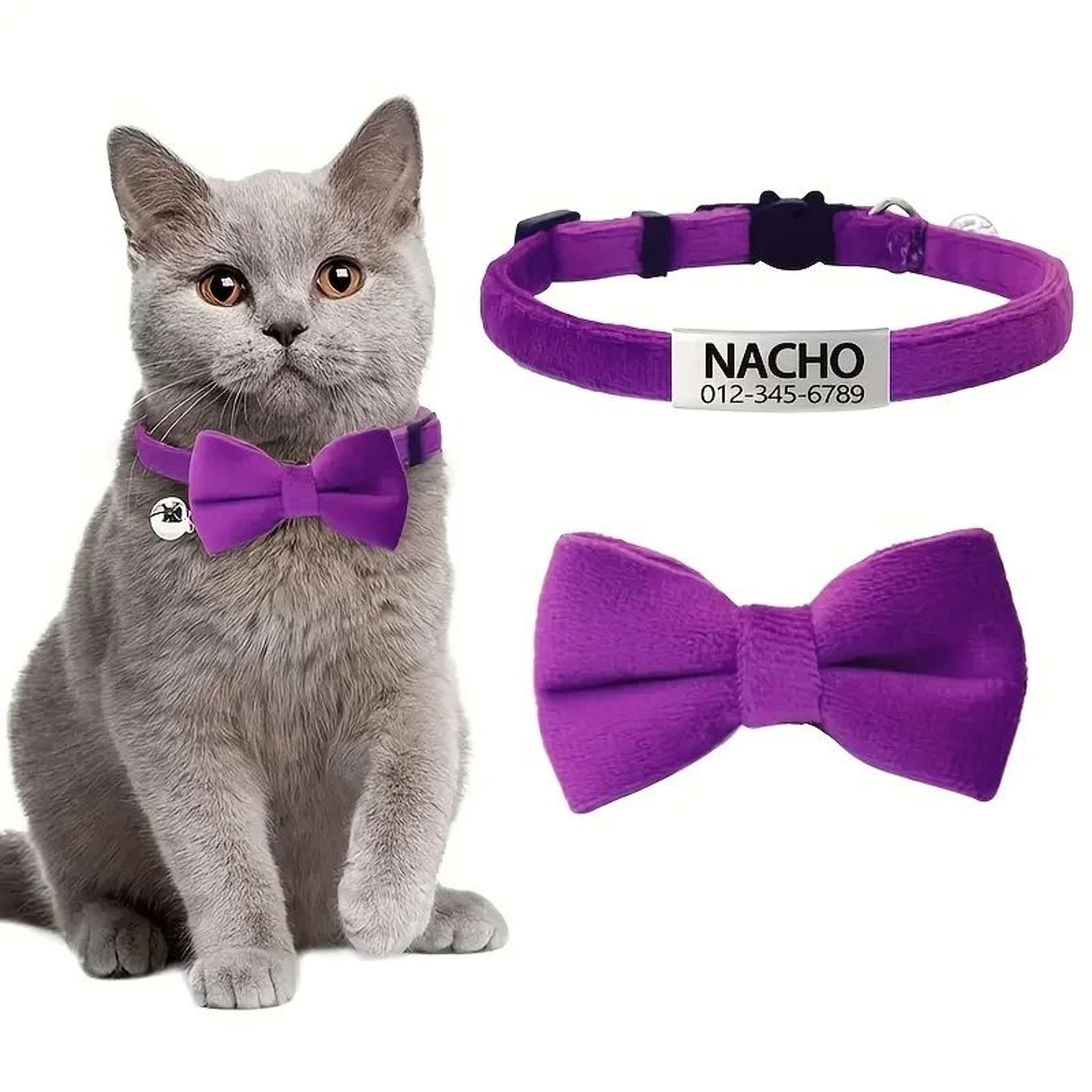Personalized Cat Bow Tie Collar With Engraved ID Tag And Bell 11