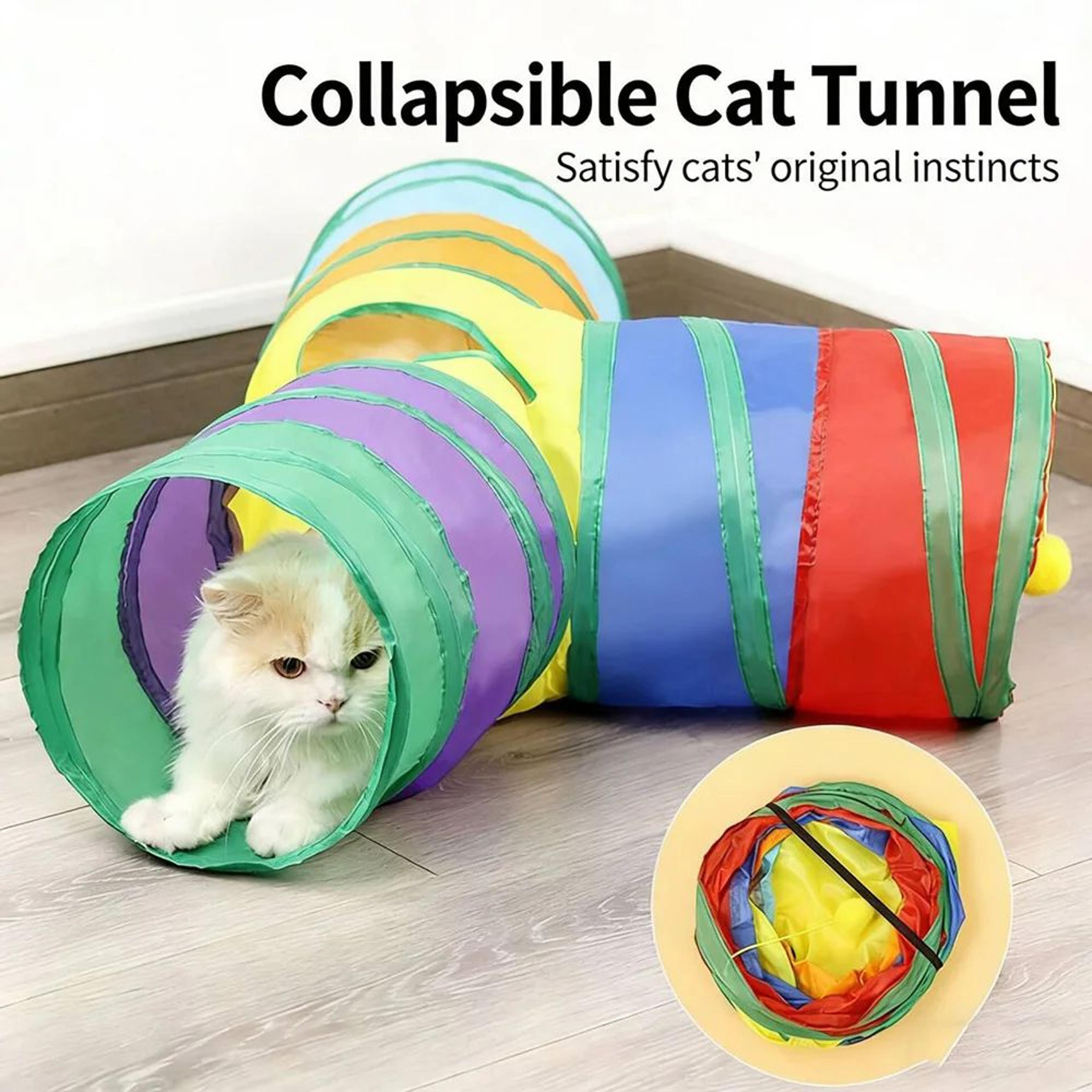 collapsible cat tunnel toy for indoor play and exercise