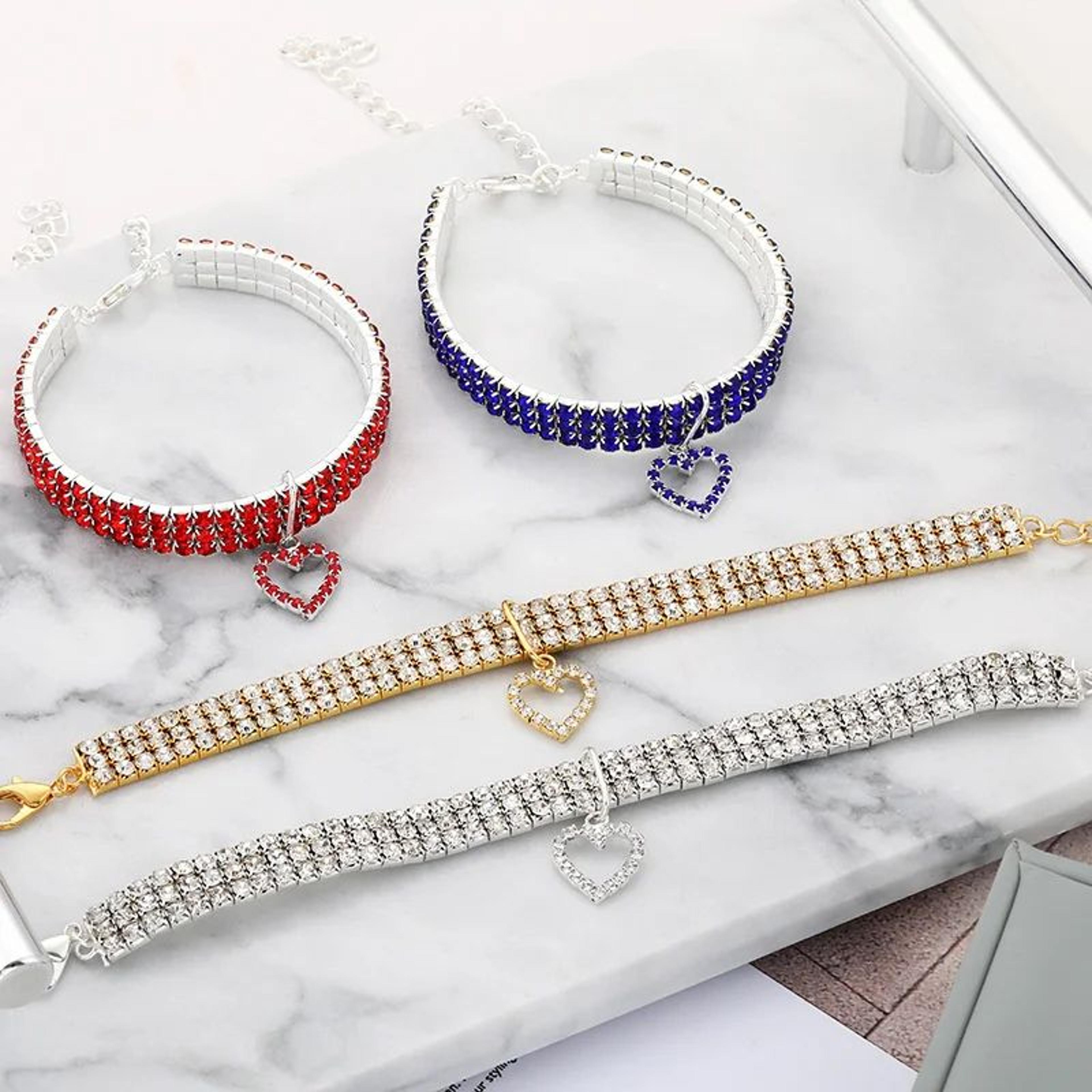 SparkleFit Rhinestone Pet Collar For Cats  Small Dogs 1