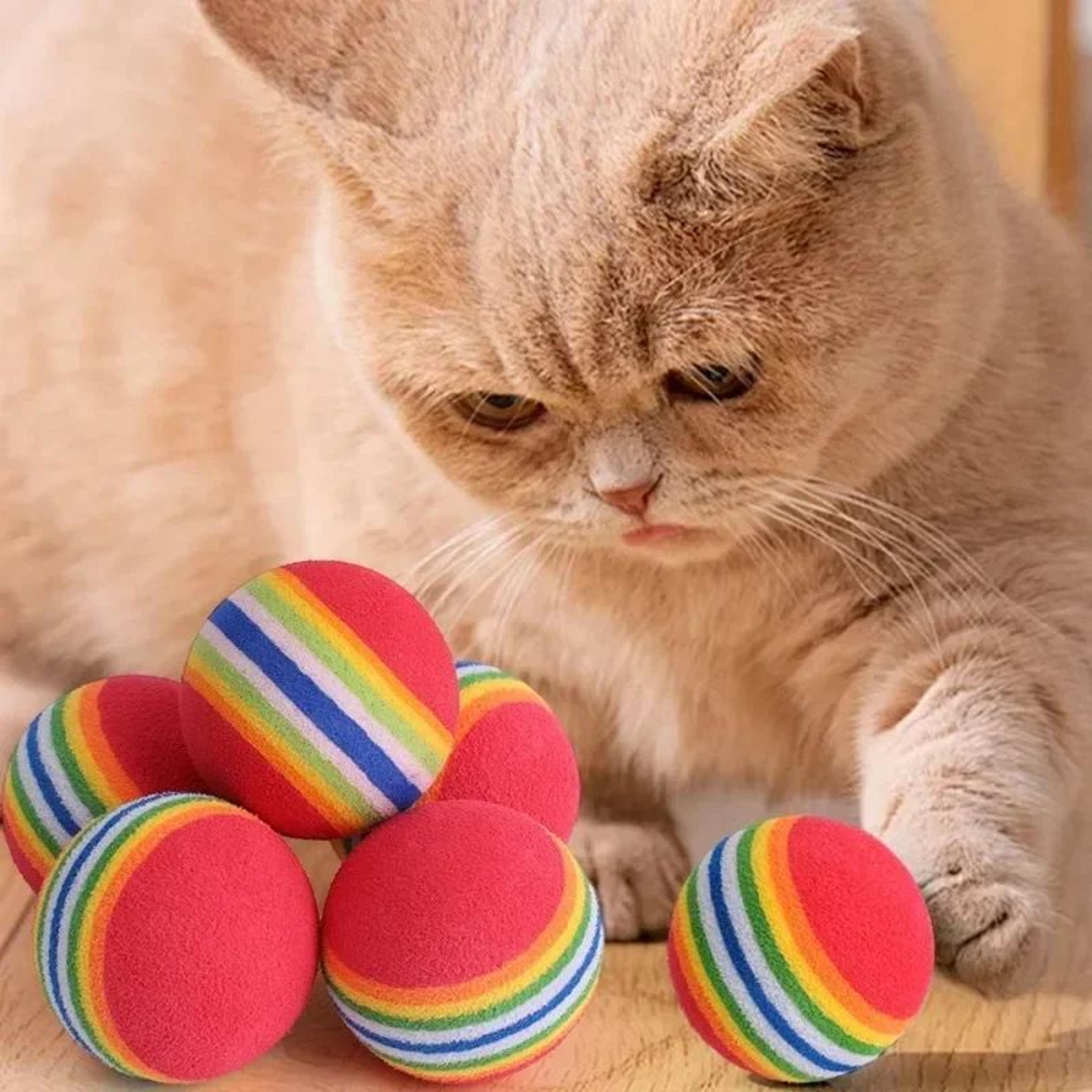 Rainbow Bounce Pet Toy Balls  Soft EVA Interactive Cat Toys  Dog Training Play Balls 1