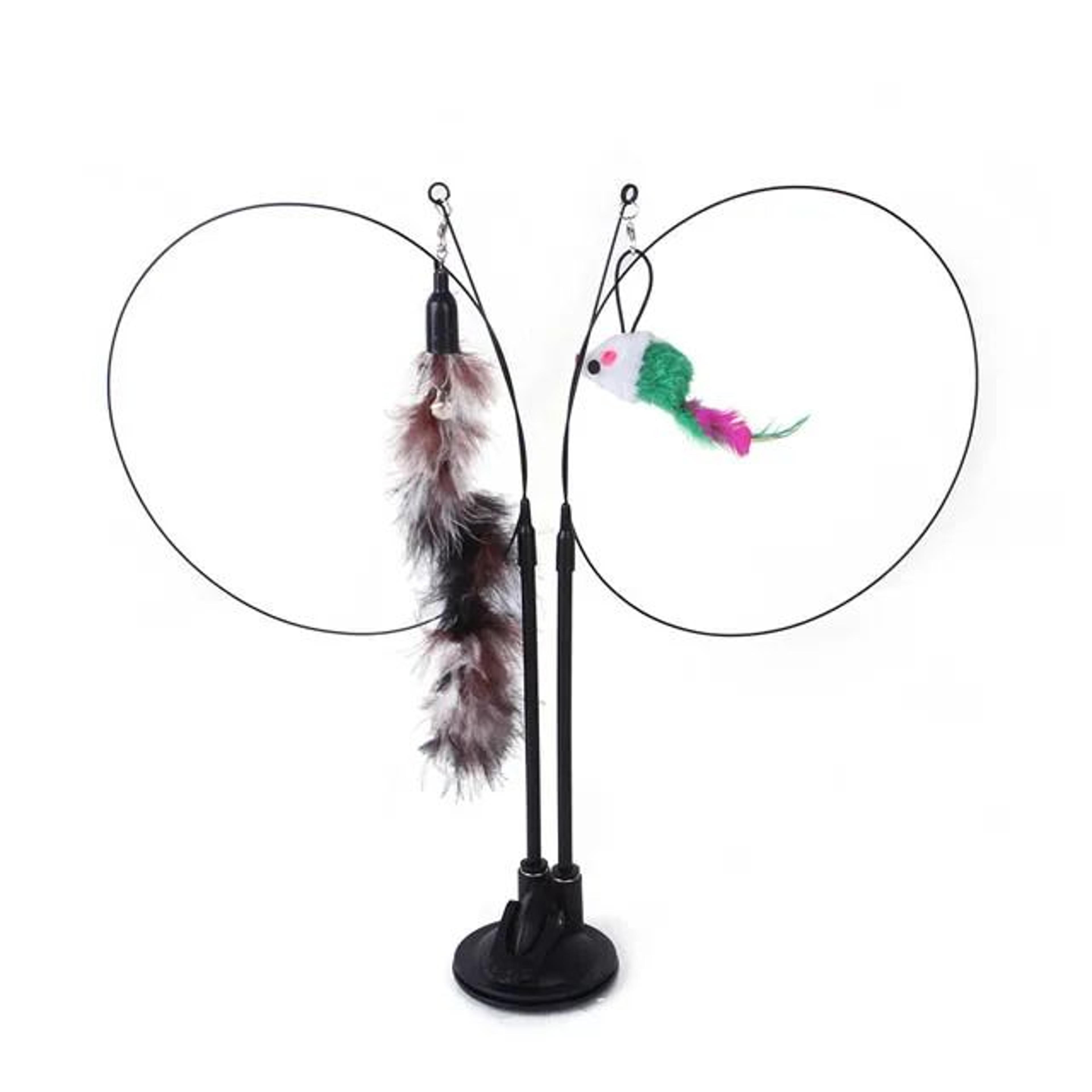 PurrPlay Suction Cup Cat Wand Toy With Feather Mouse Teaser  Bell 8