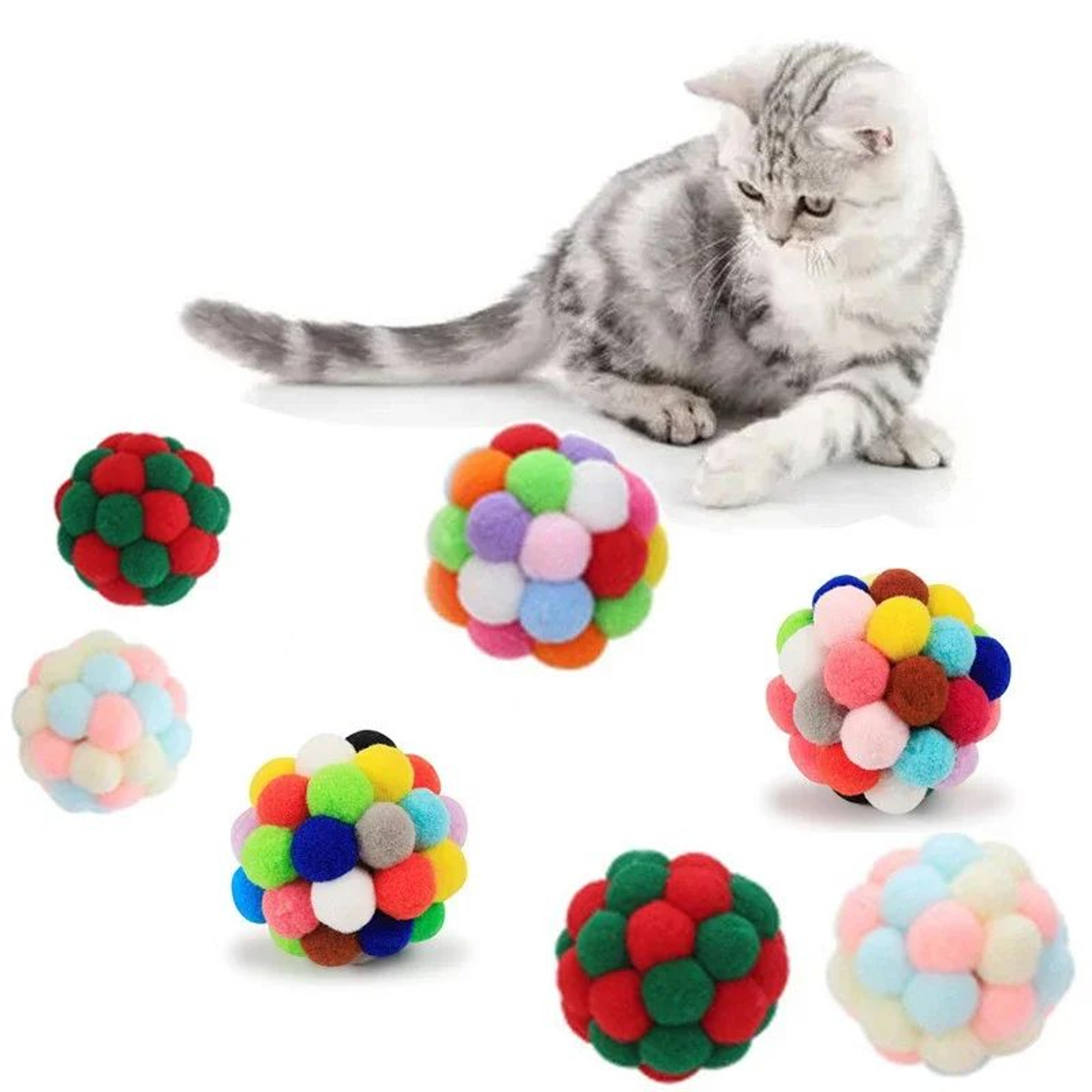 Sparkle Bell Pom Pom Cat Toy Balls Set For Indoor Cats  Kittens 7