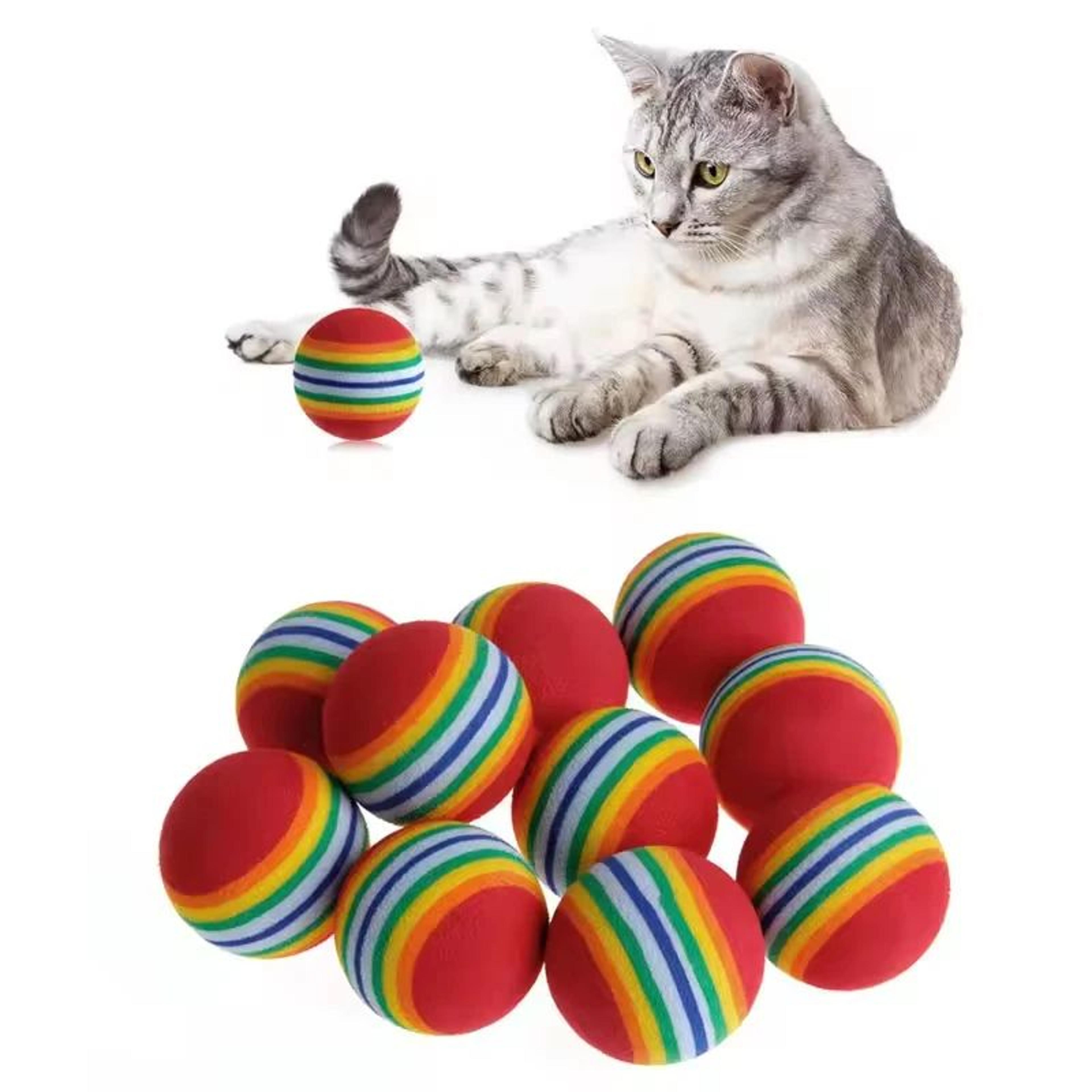 Rainbow EVA Cat Toy Balls For Indoor Cats  Interactive Cat Toy Balls For Chasing Bouncing  Healthy  2