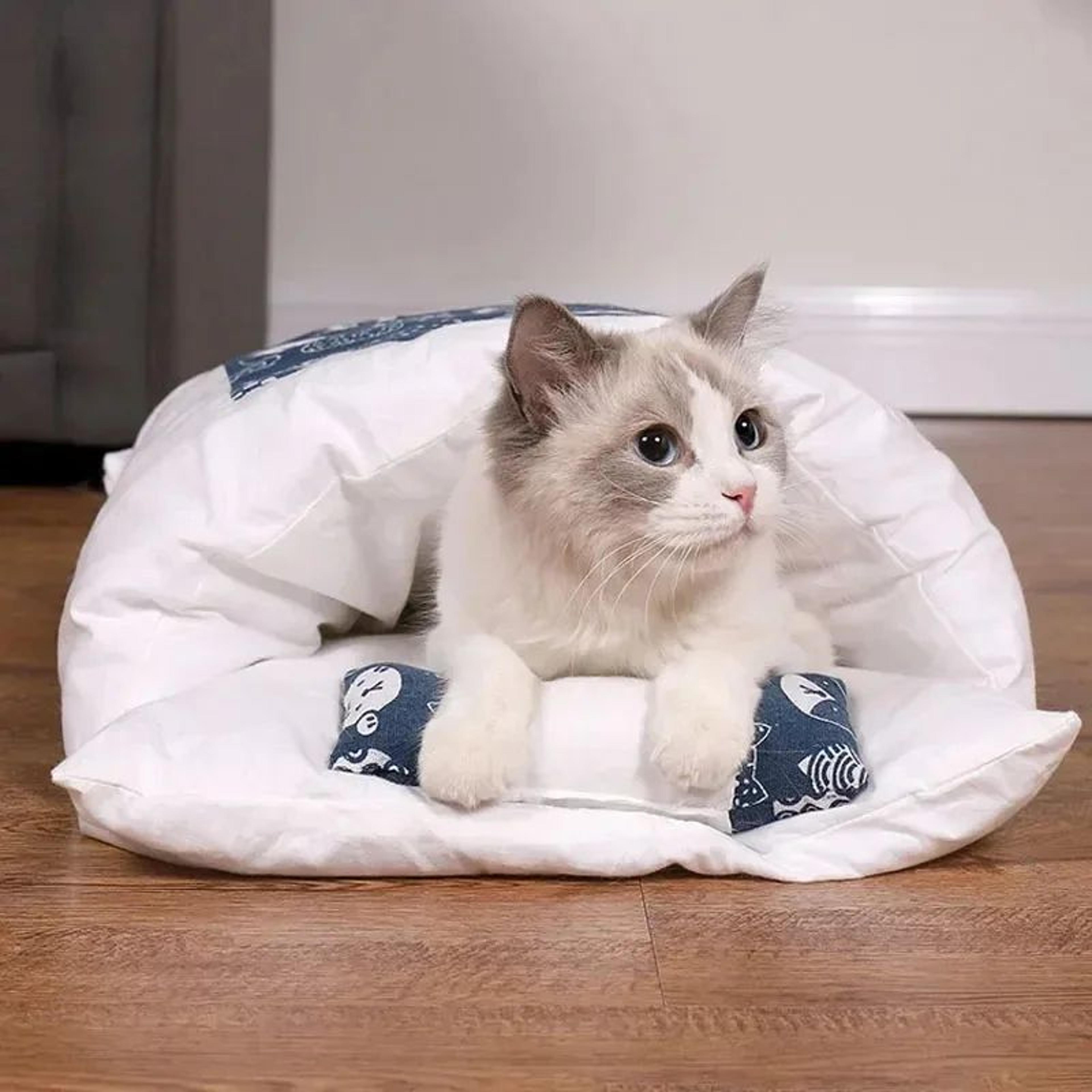 Kawaii Cozy Cat Bed Cave With Removable Cushion 3