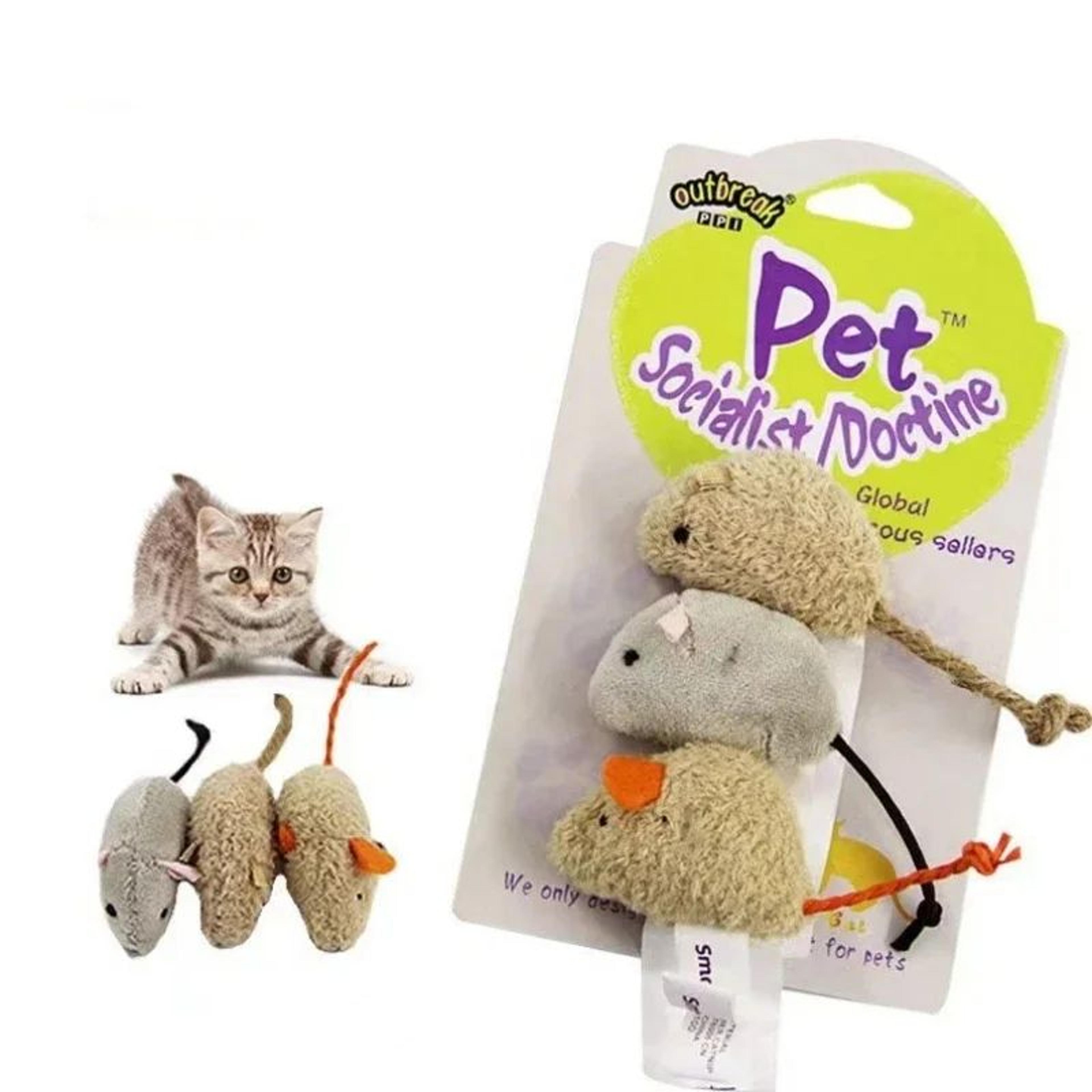 Plush Mouse Hunt Interactive Cat Toy Set 3Pack 0