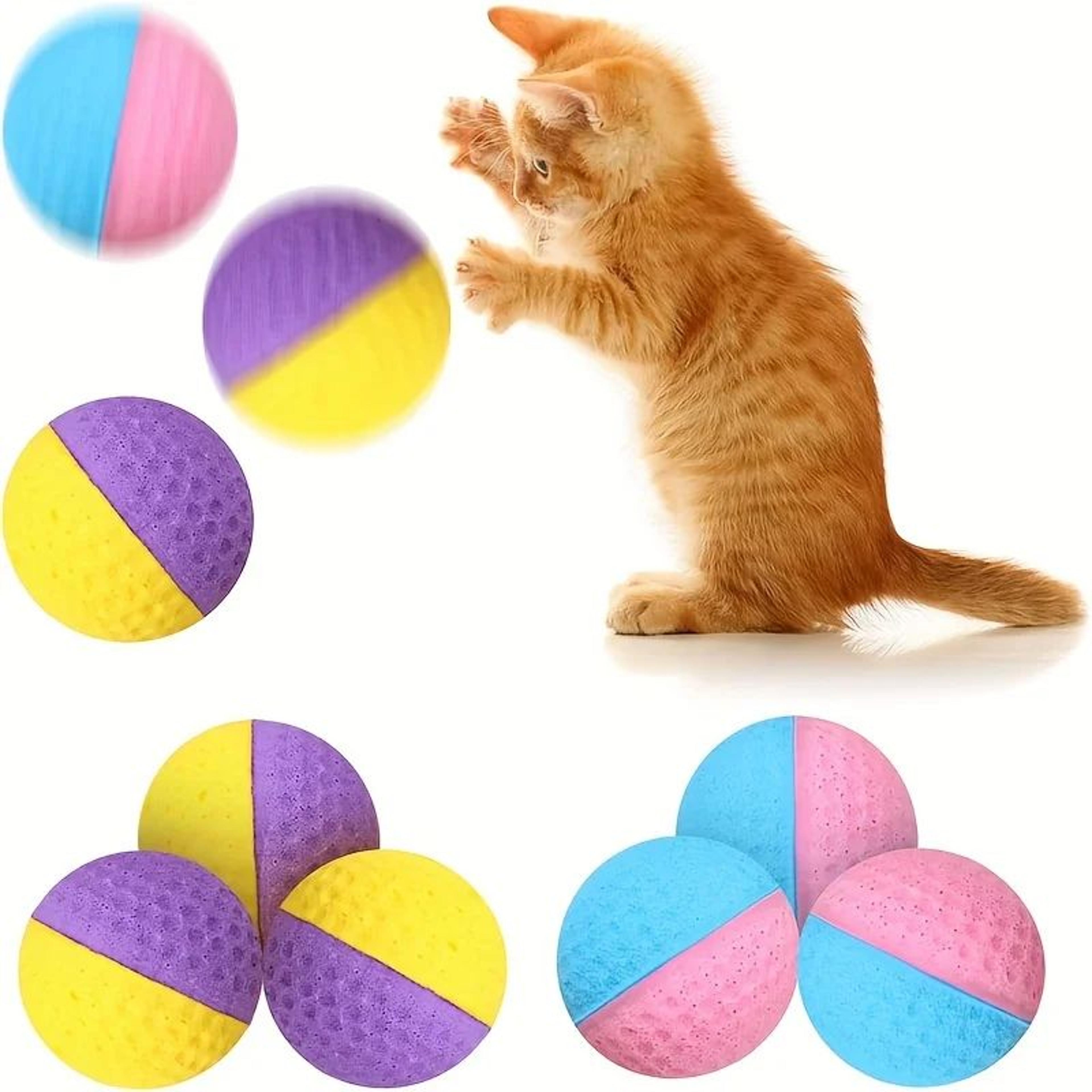 Silent Bounce Cat Chase Balls  Soft Interactive Cat Toy Set 2