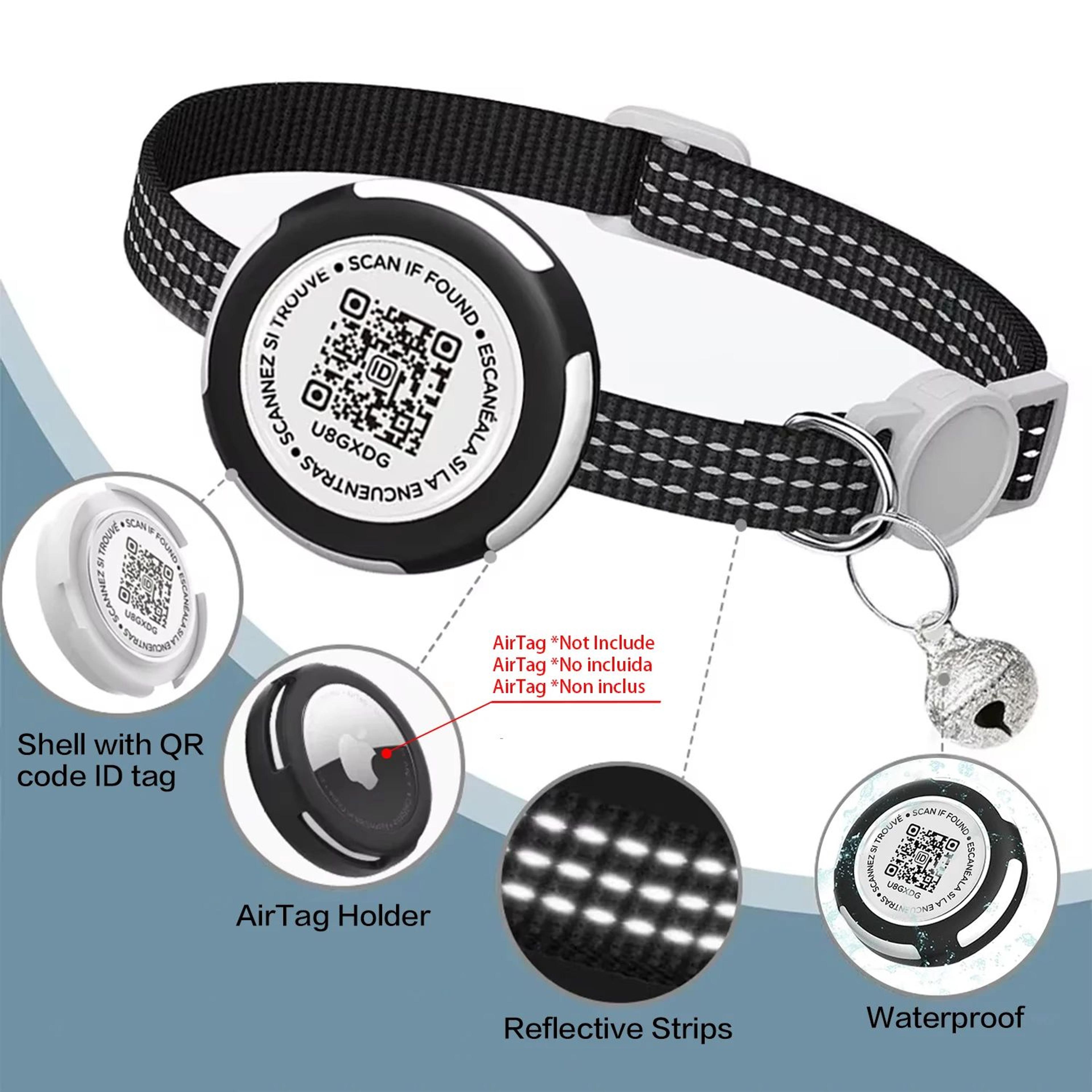 AirTag Cat Collar With QR ID Tag  Reflective Breakaway Safety Tracker Collar For Cats 2