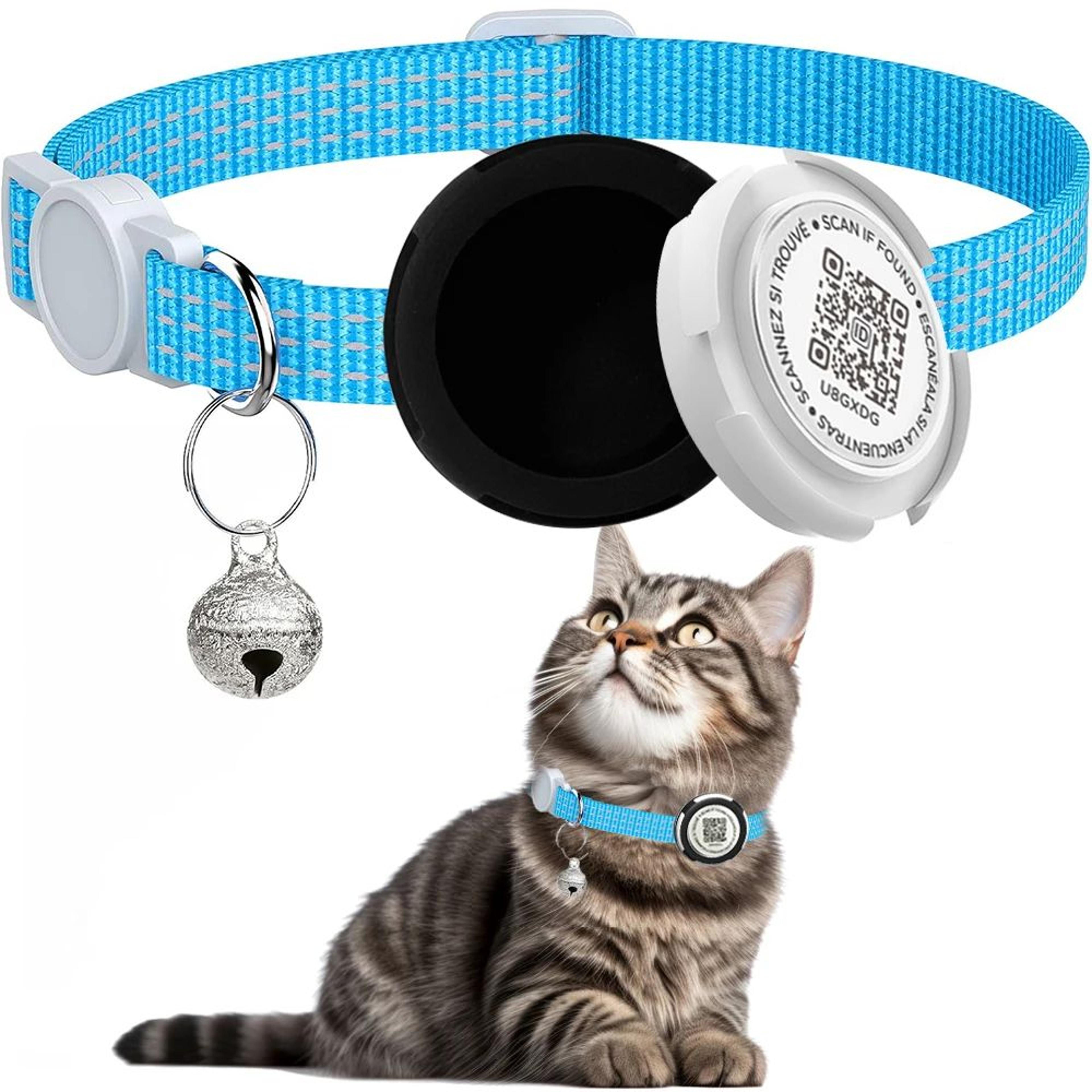 AirTag Cat Collar With QR ID Tag  Reflective Breakaway Safety Tracker Collar For Cats 10