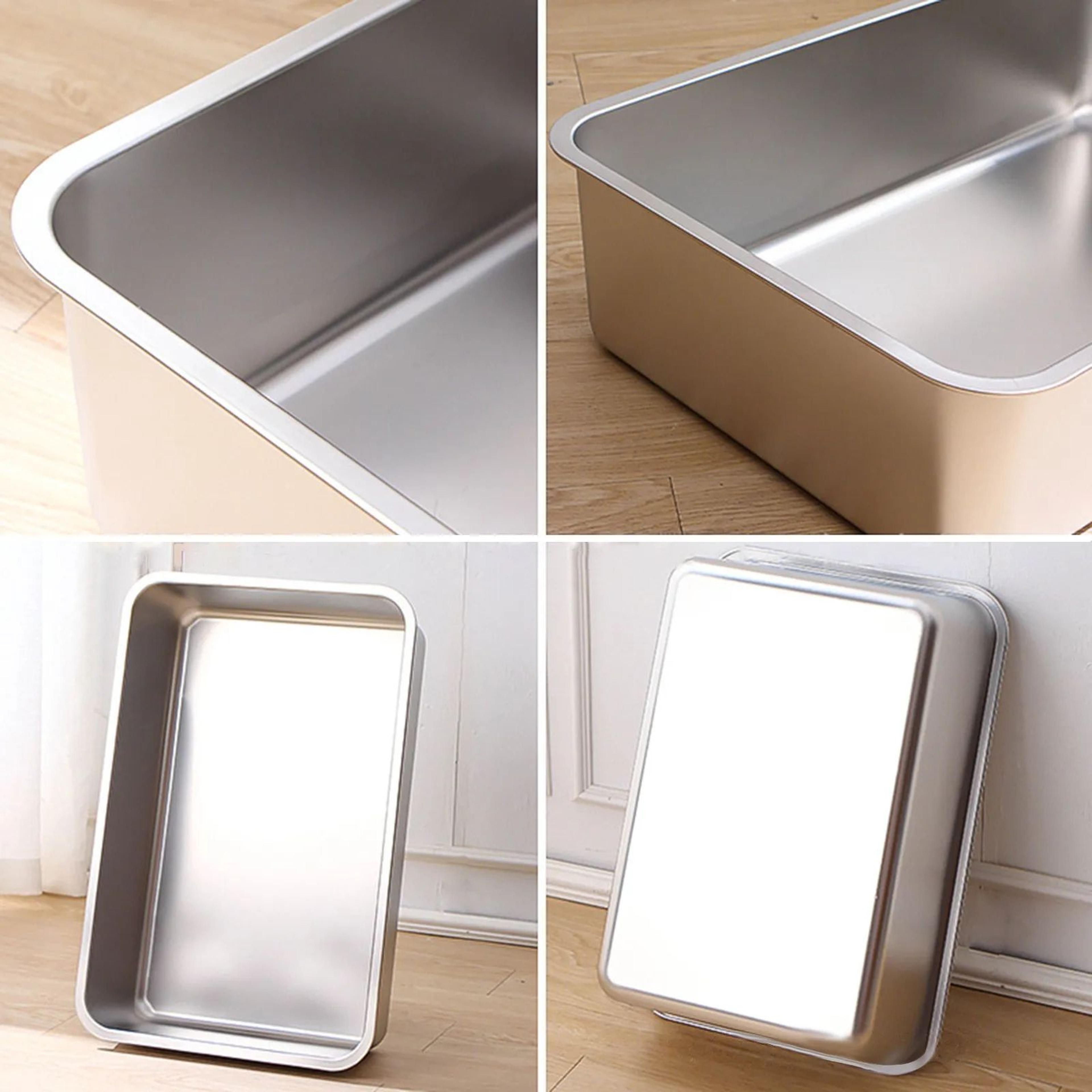 OdorResistant Stainless Steel Cat Litter Box With High Sides For Indoor Cats 1