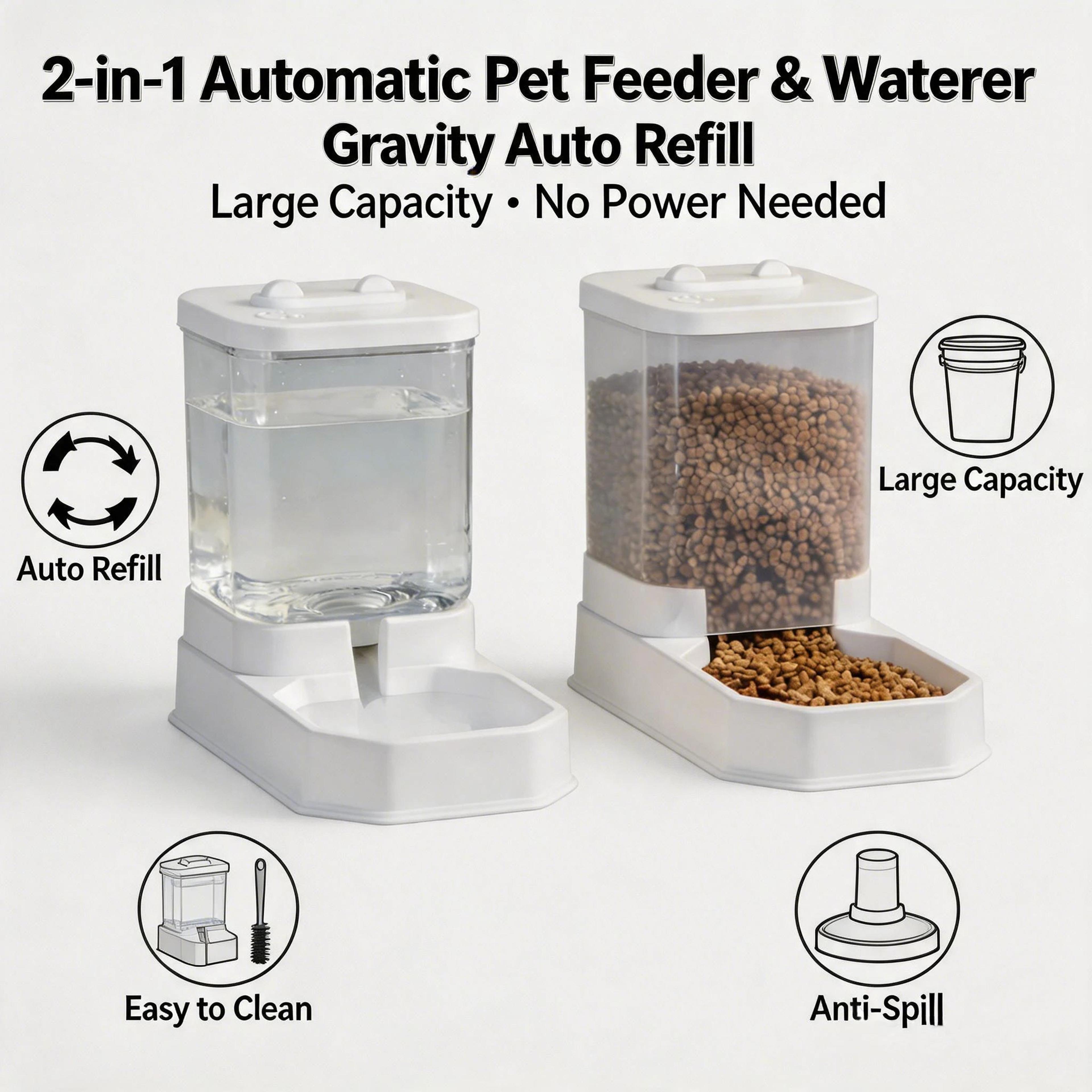 4L Gravity Pet Feeder  Water Dispenser Set  Automatic Cat Feeder Gravity Pet Food Dispenser  Pet Wa 1