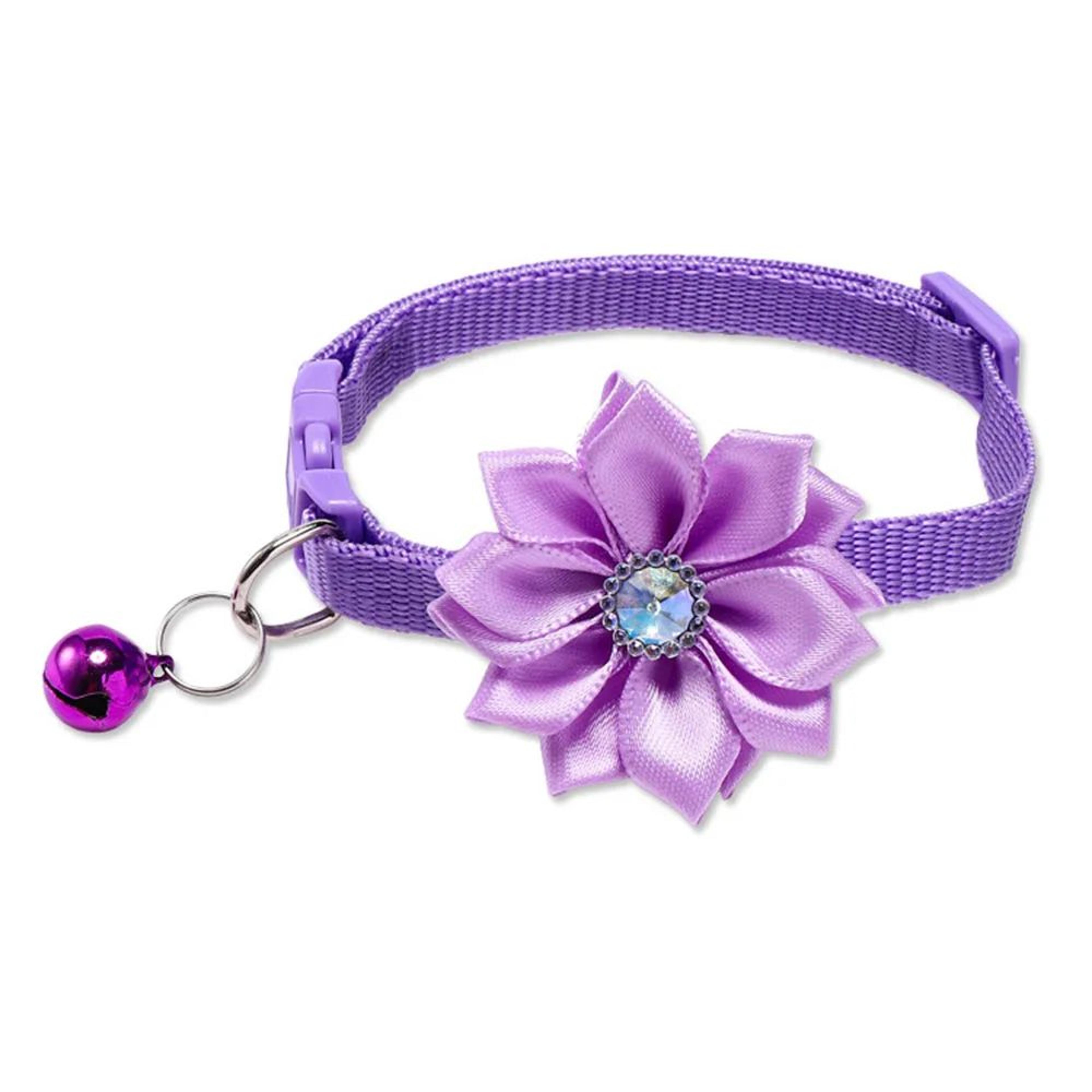Floral Bow Pet Collar With Bell  Adjustable Cat Collar  Dog Collar For Small Pets 1