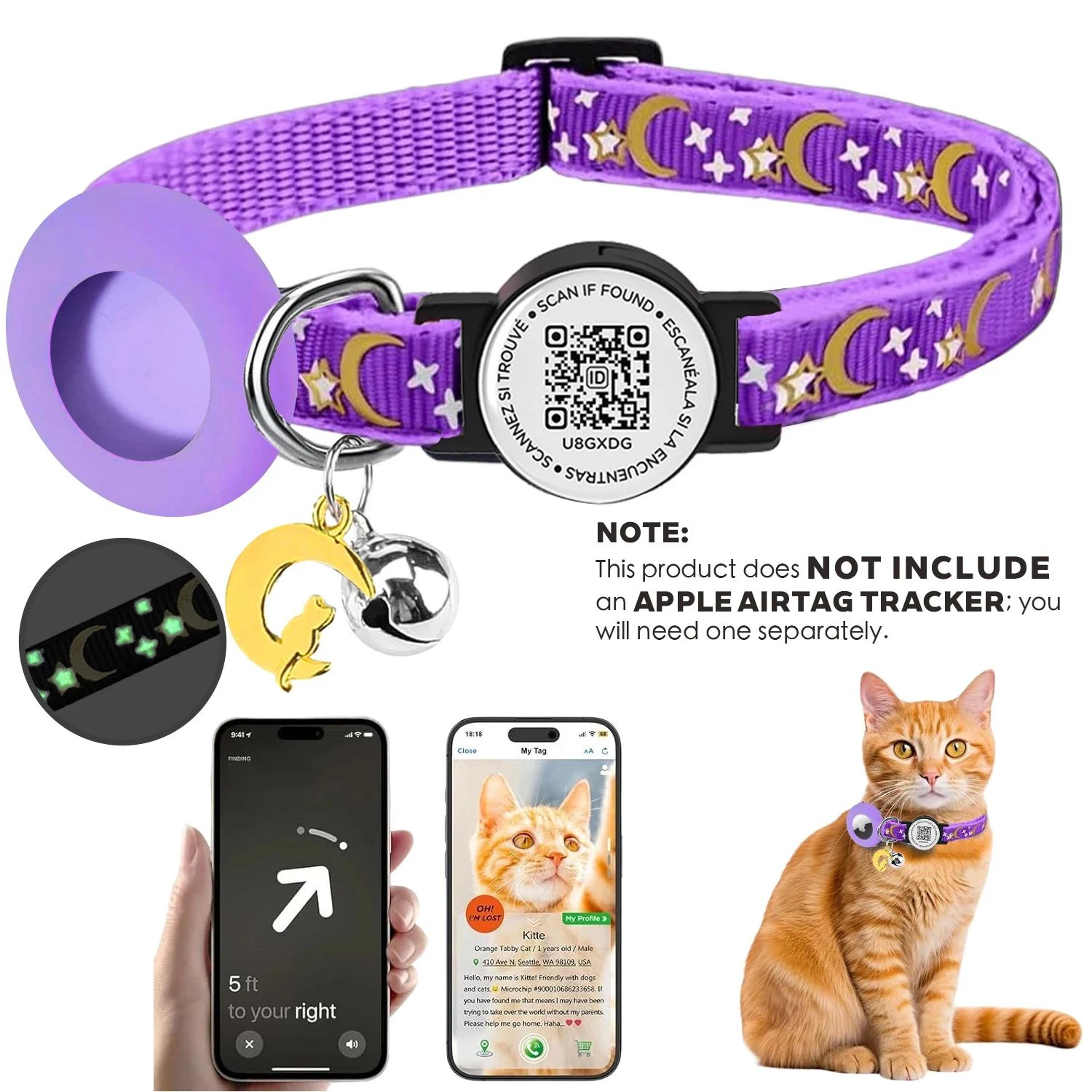 GlowGuard AirTag Cat Collar With QR ID Tag  Secure Tracker Holder 7