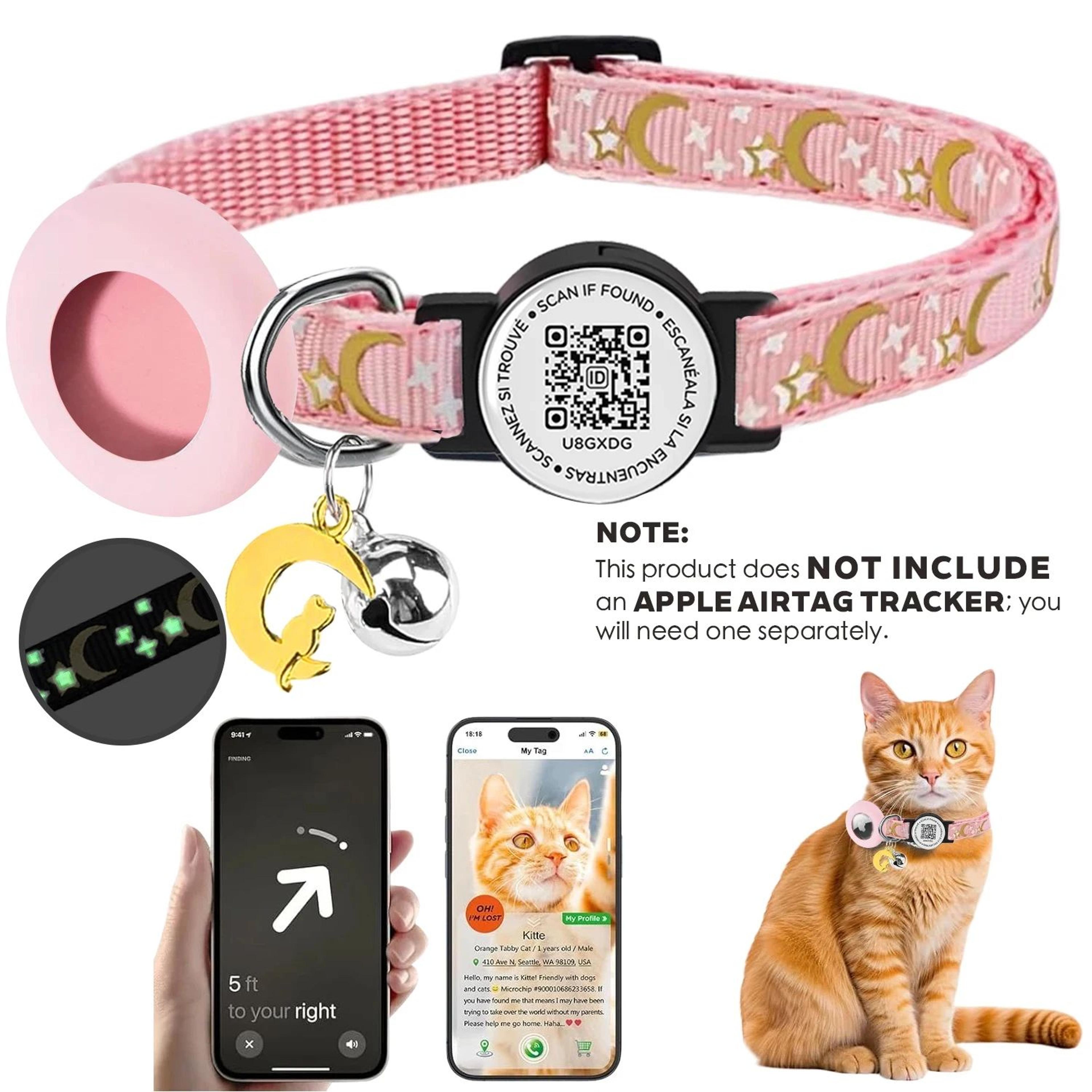 GlowGuard AirTag Cat Collar With QR ID Tag  Secure Tracker Holder 9
