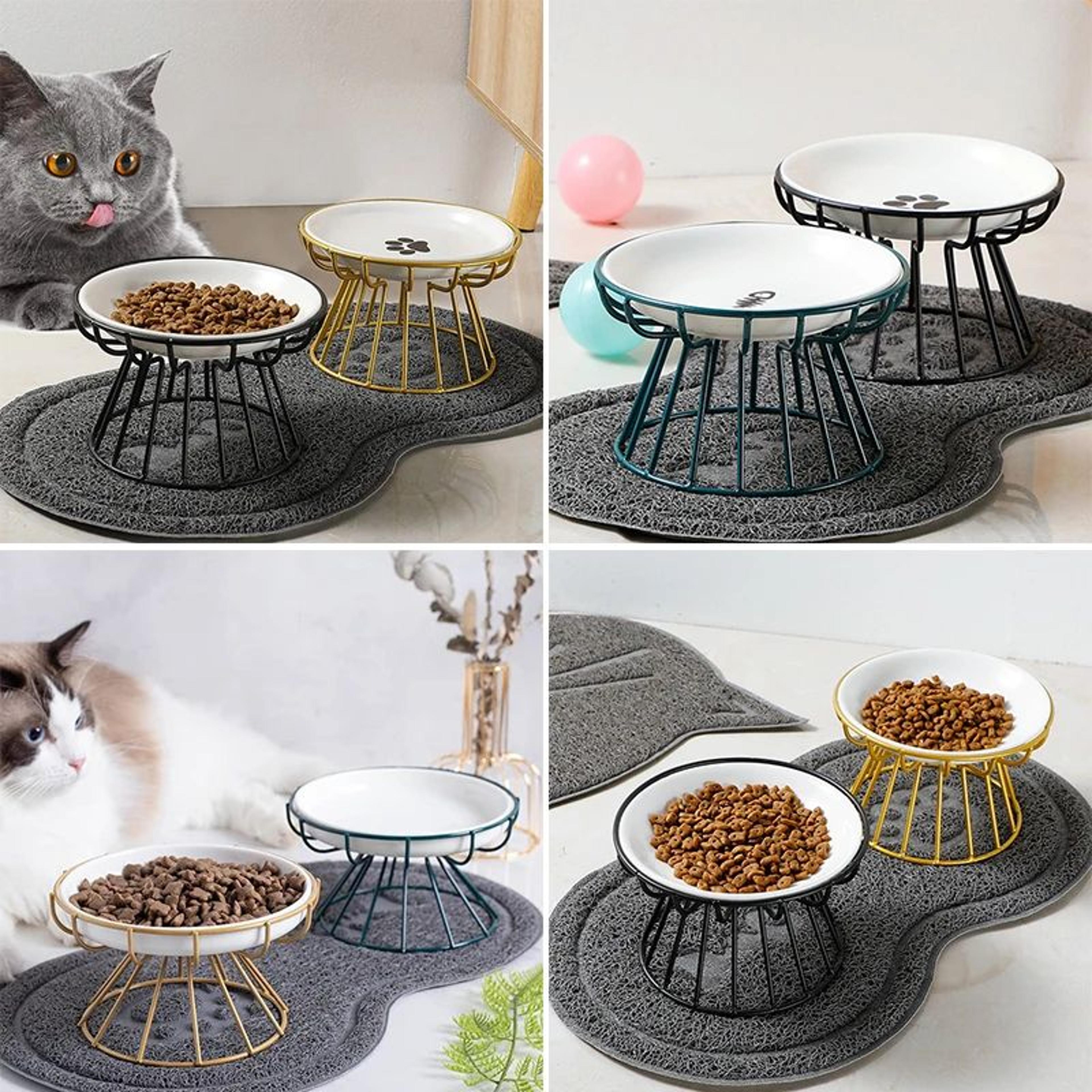 Raised Ceramic Cat Bowl With AntiTip Iron Stand 2