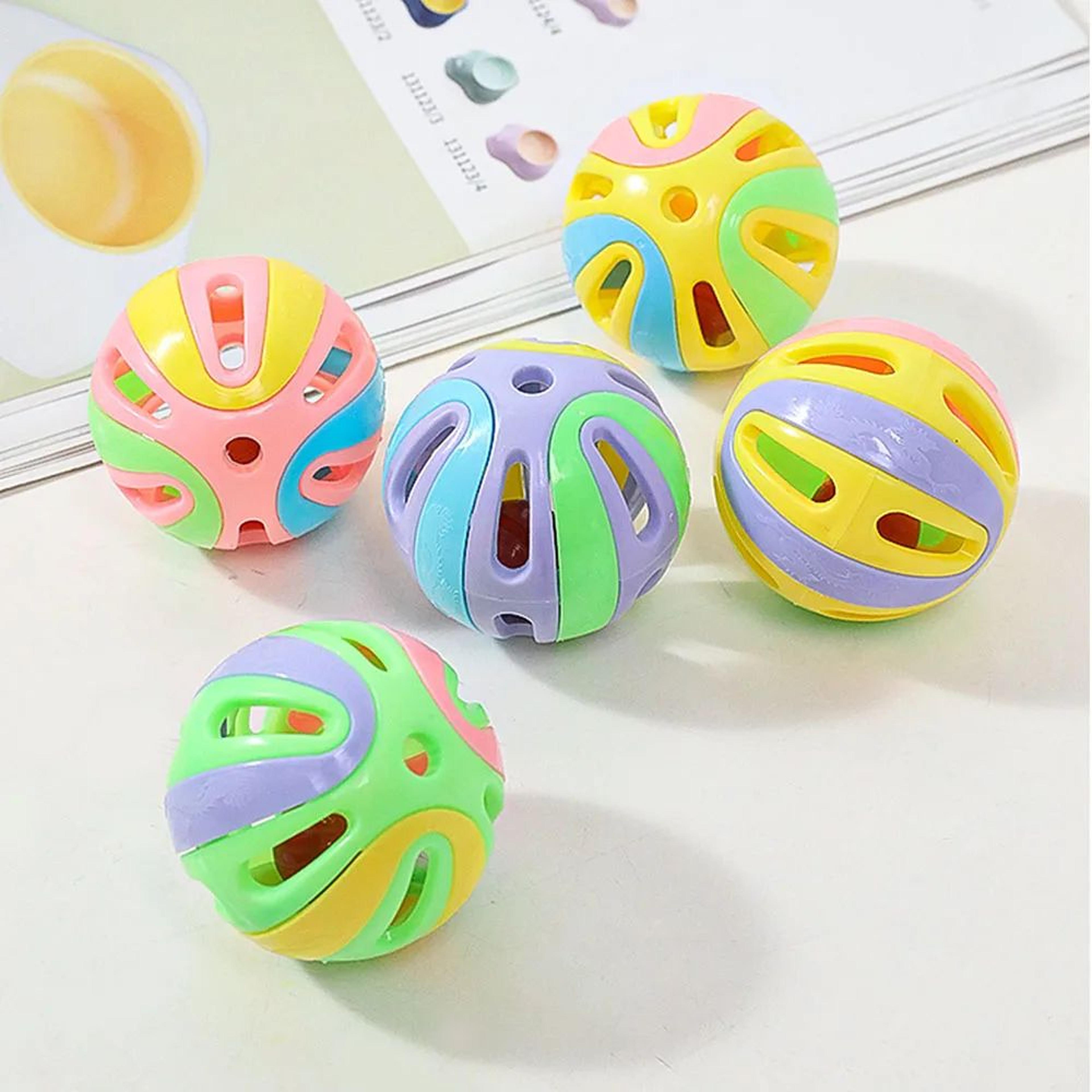 colorful jingle bell ball cat toy for indoor self-play