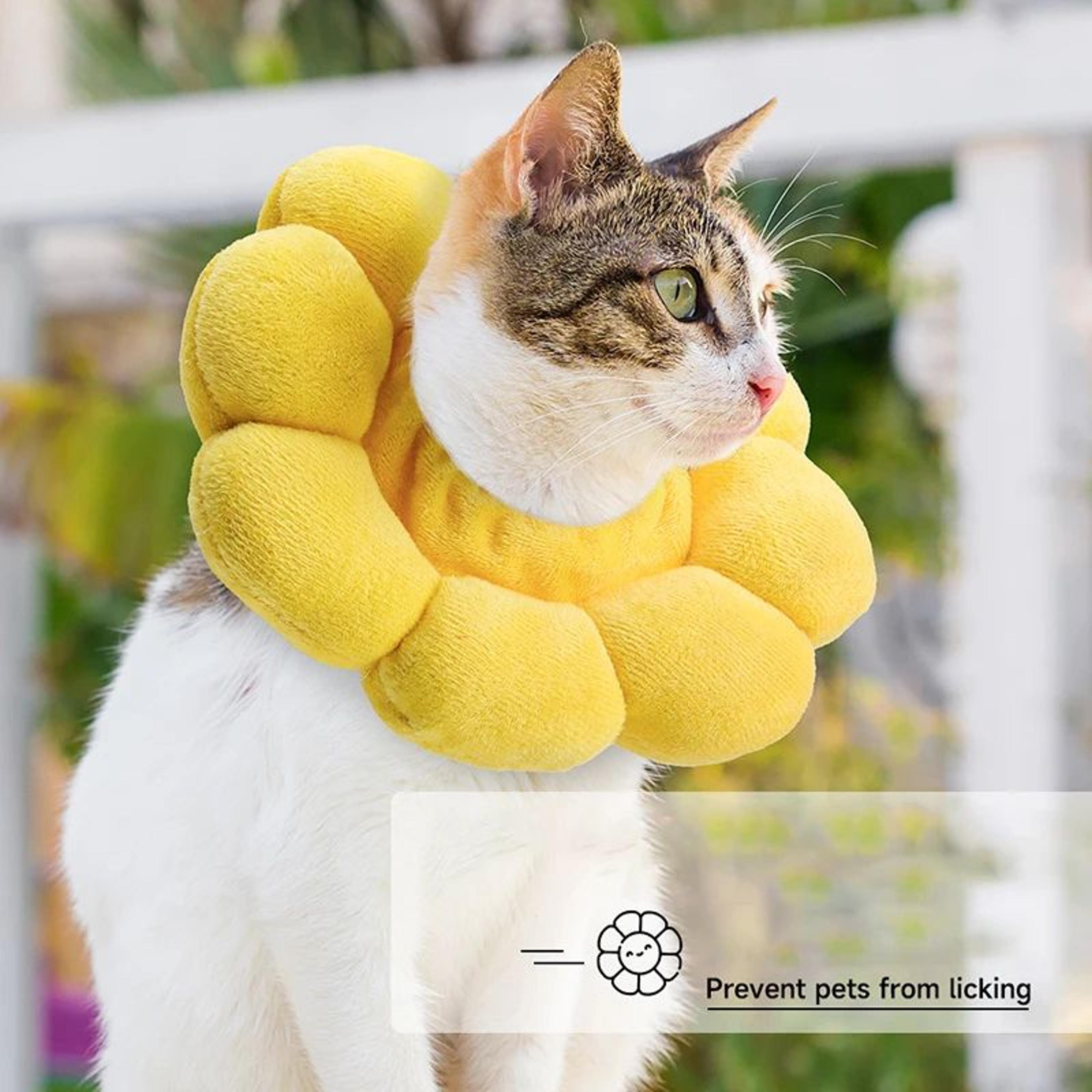 Sunflower Recovery Collar For Cats  Small Pets  Soft Adjustable AntiLick Protective Cone 1