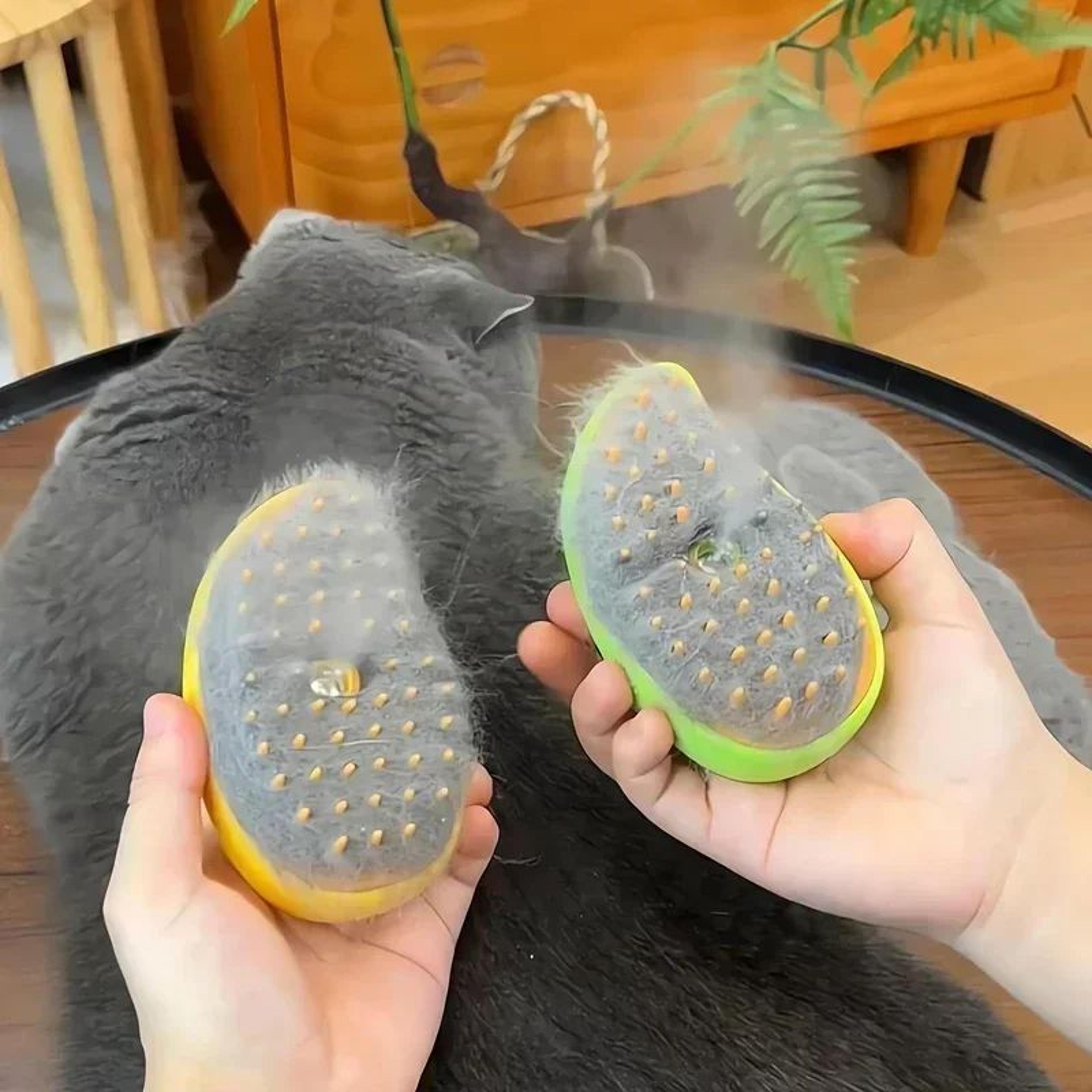steamglow 3-in-1 pet grooming brush with mist spray & massage comb