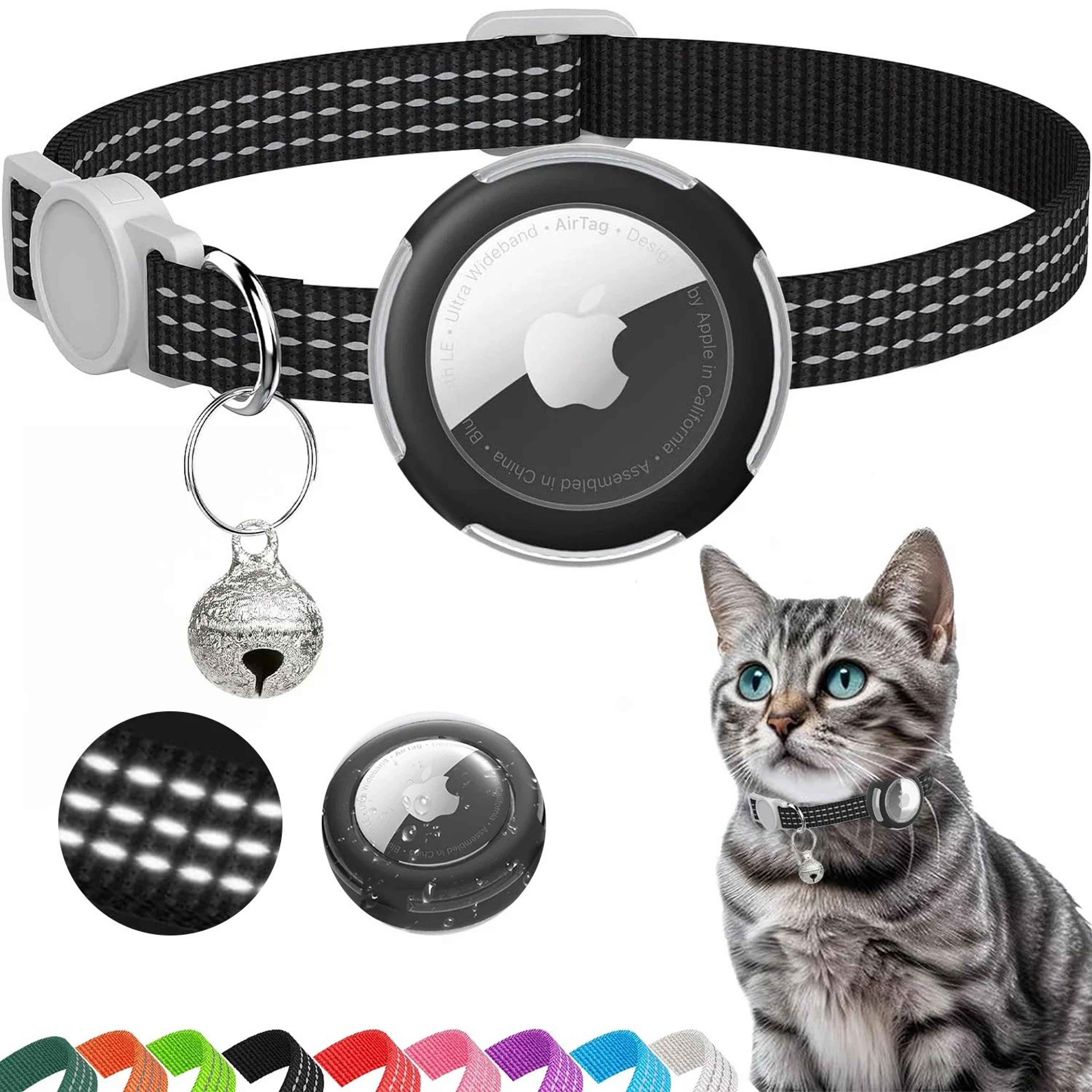 lightweight airtag holder cat collar for indoor and outdoor cats