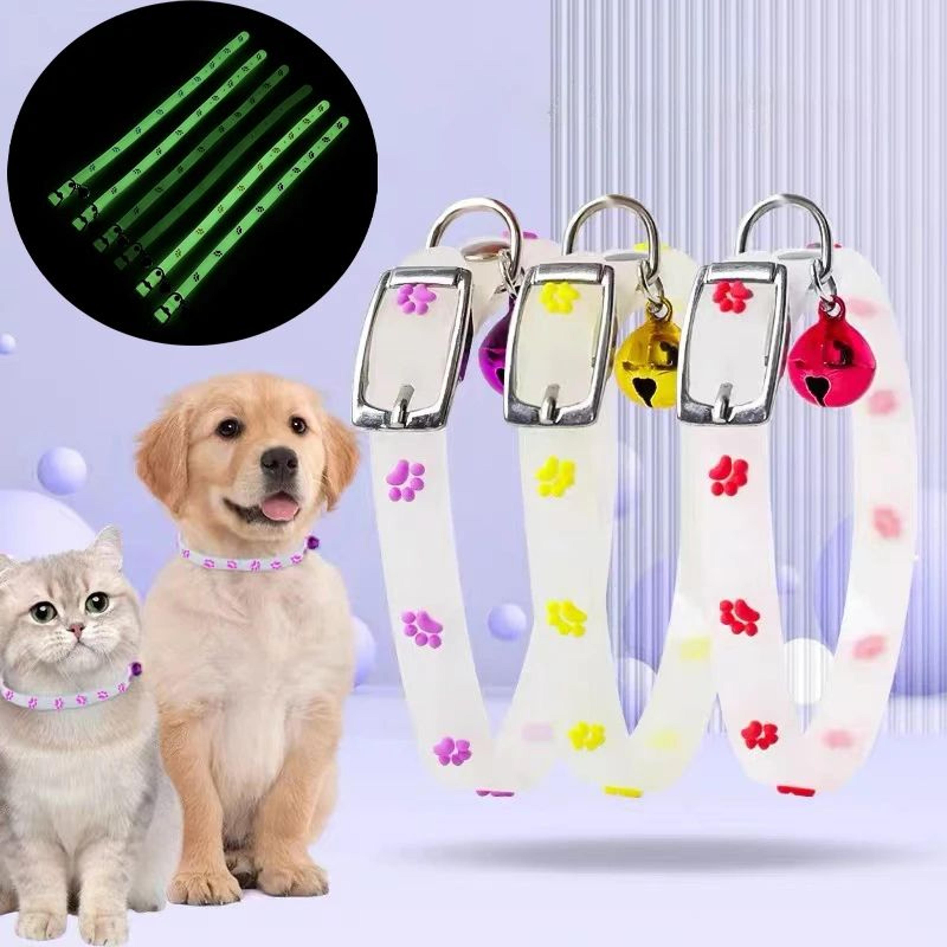 GlowPaw Adjustable Luminous Cat Collar With Bell  Footprint Charm 2