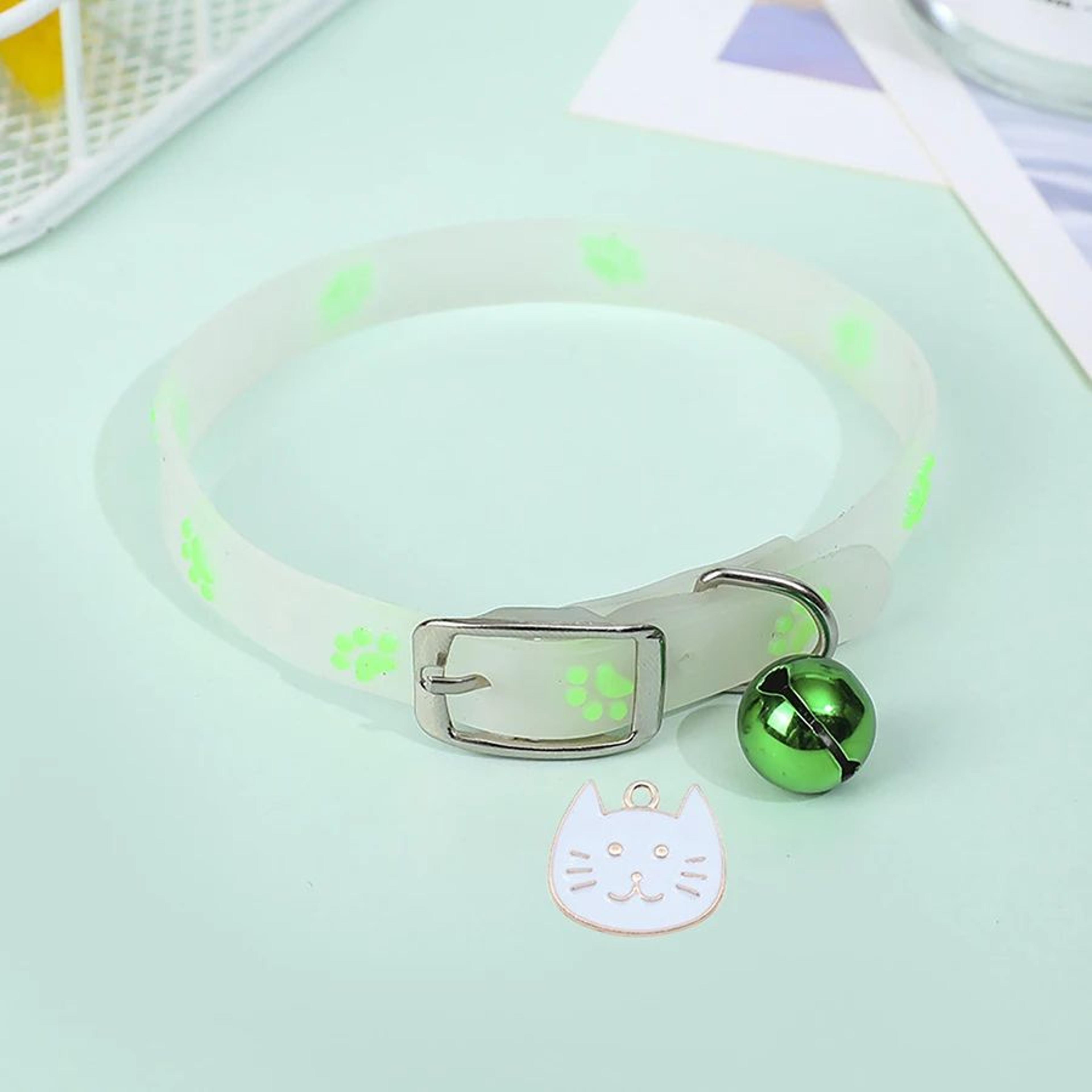 GlowPaw Adjustable Luminous Cat Collar With Bell  Footprint Charm 6
