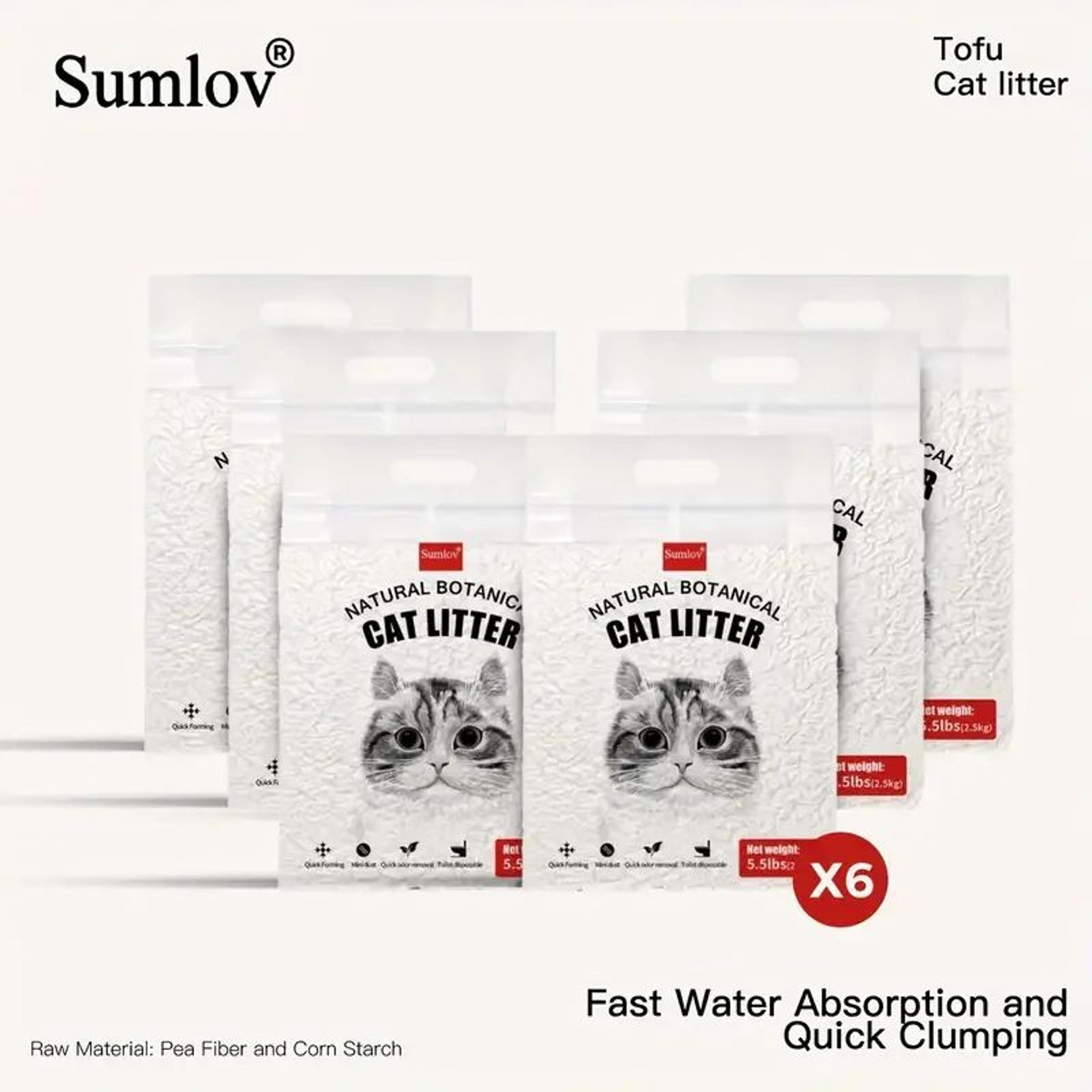 sumlov 33 lb natural tofu cat litter for odor control