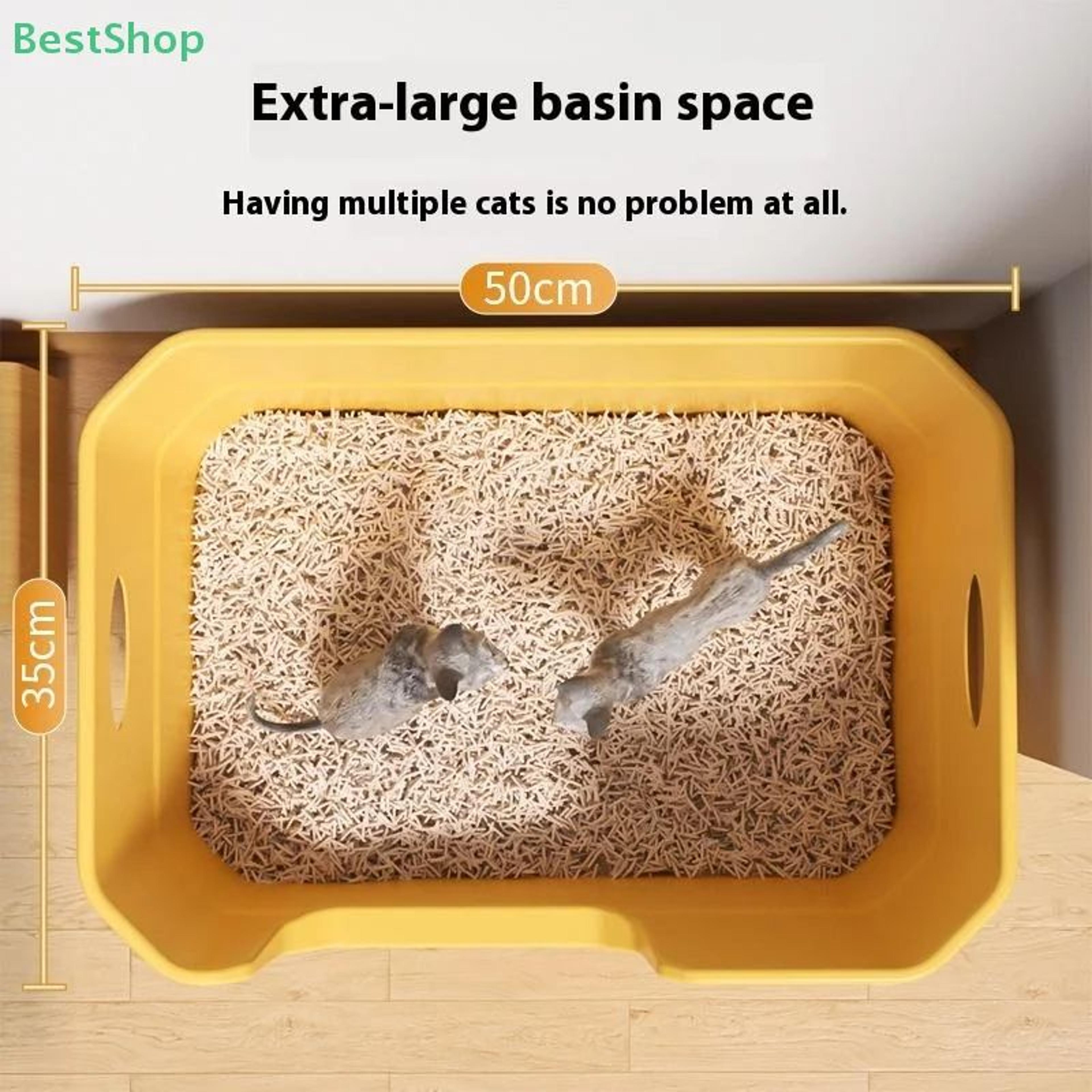 Extra Large AntiSplash Cat Litter Box With High Sides  SemiEnclosed Design 3