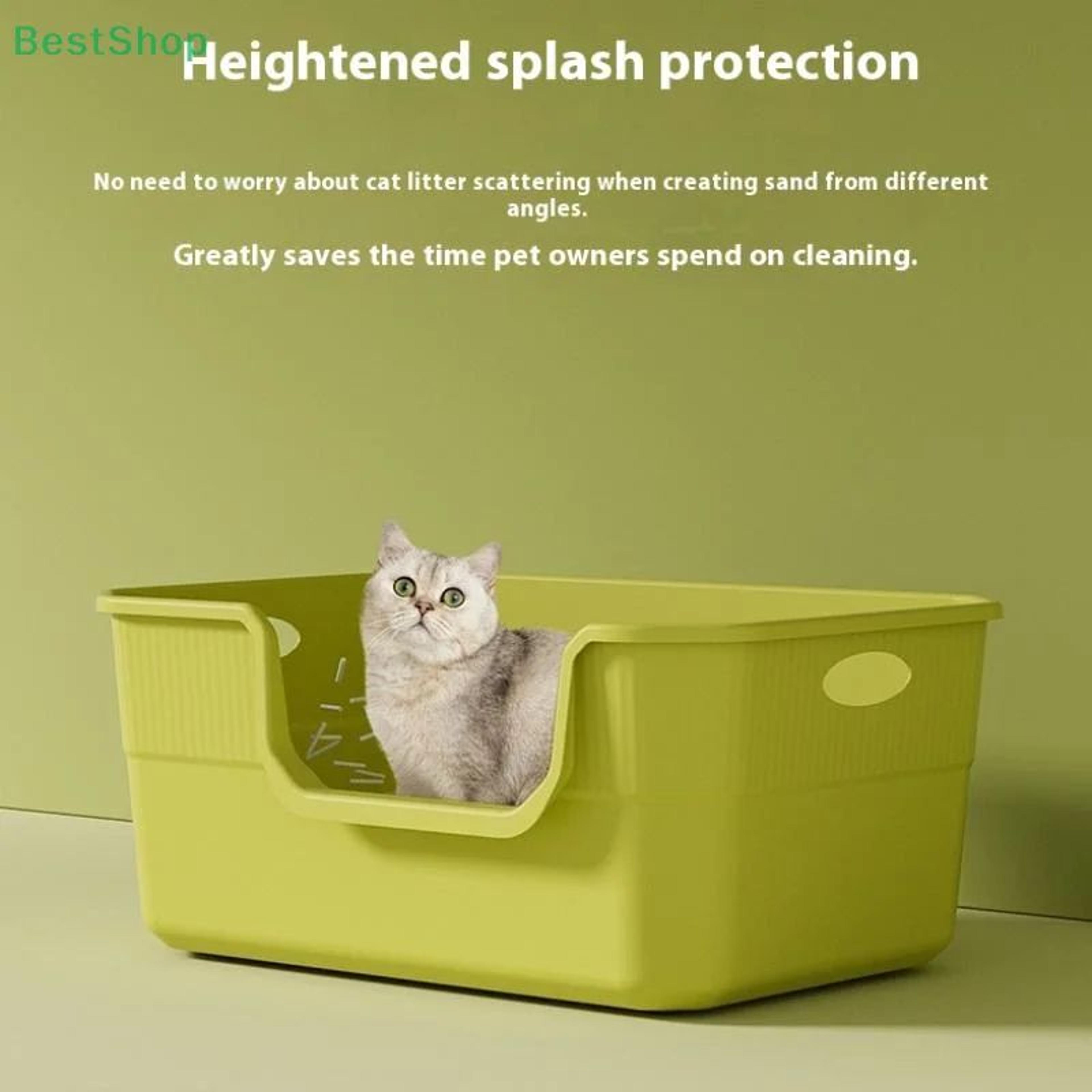 Extra Large AntiSplash Cat Litter Box With High Sides  SemiEnclosed Design 5