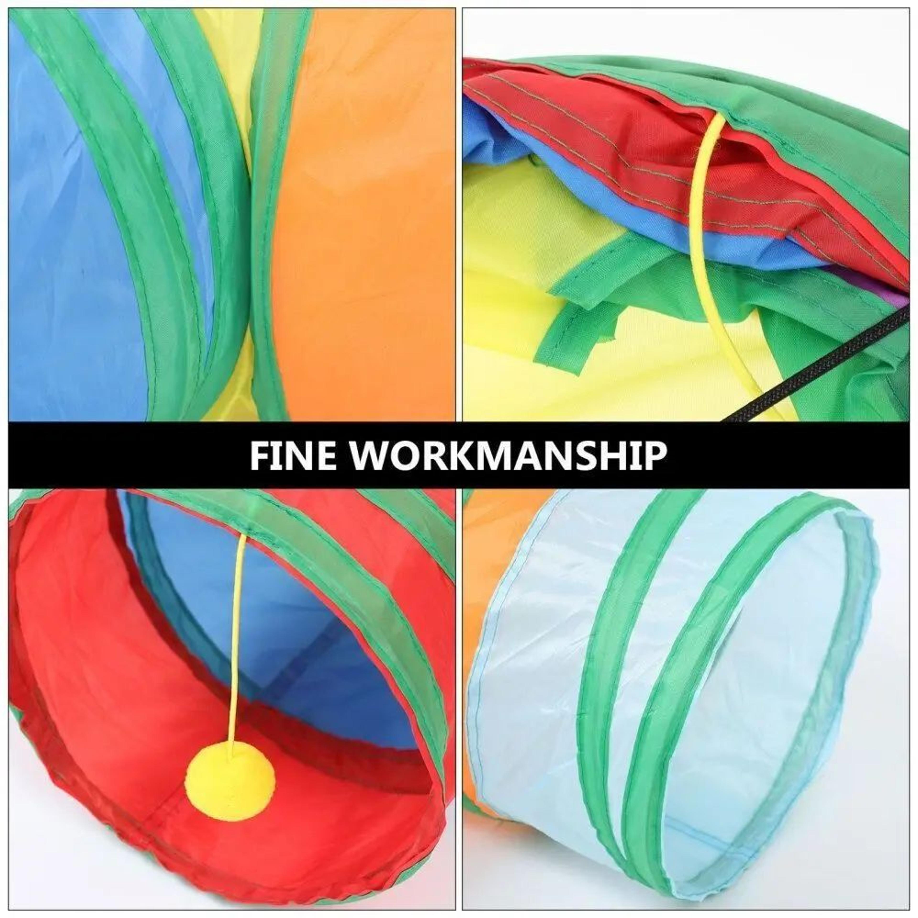 Colorful Foldable Cat Tunnel For Interactive Play 1