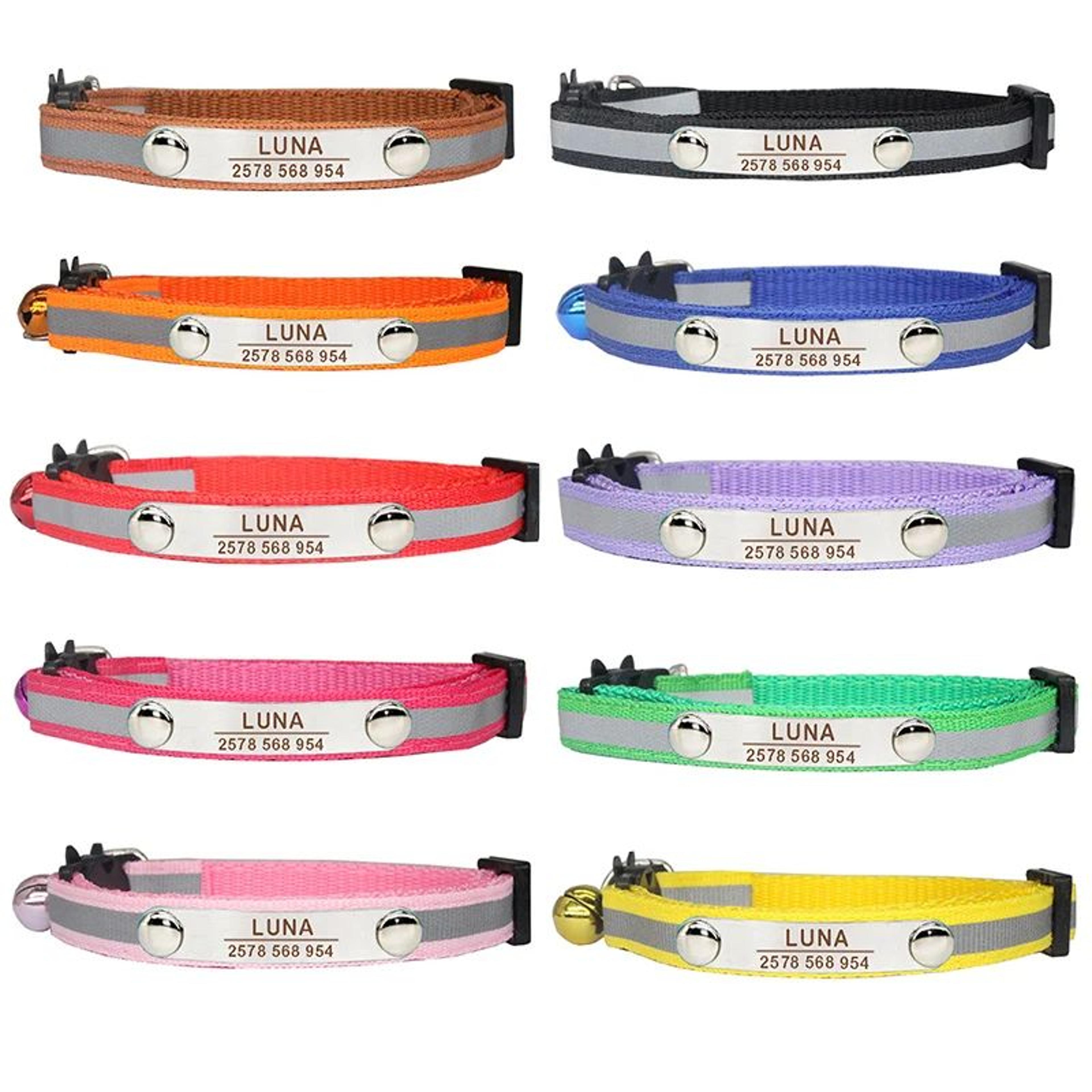 SafeGlow Personalized Reflective Cat ID Collar With Engraved Name  Bell 3
