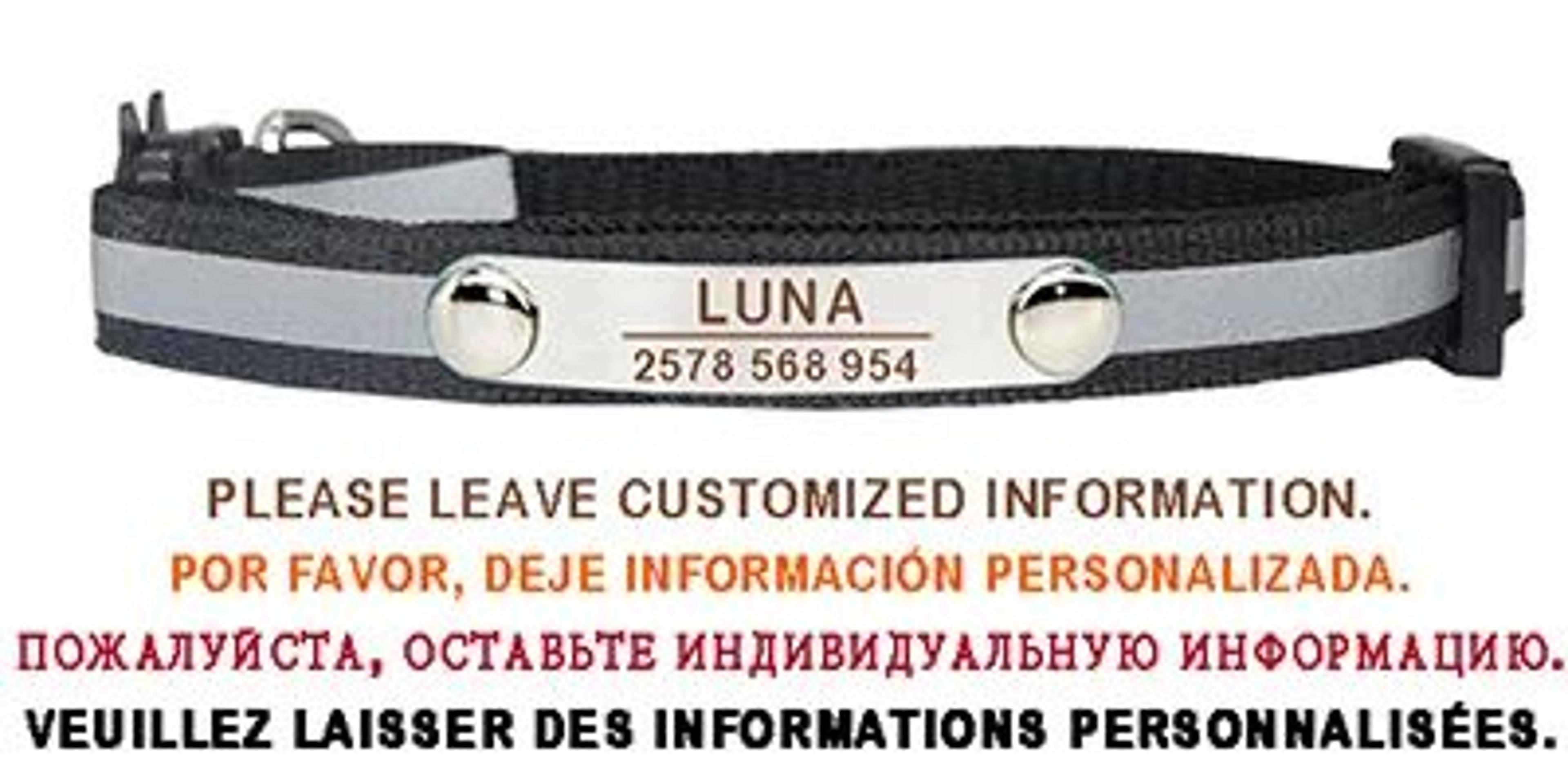 SafeGlow Personalized Reflective Cat ID Collar With Engraved Name  Bell 10