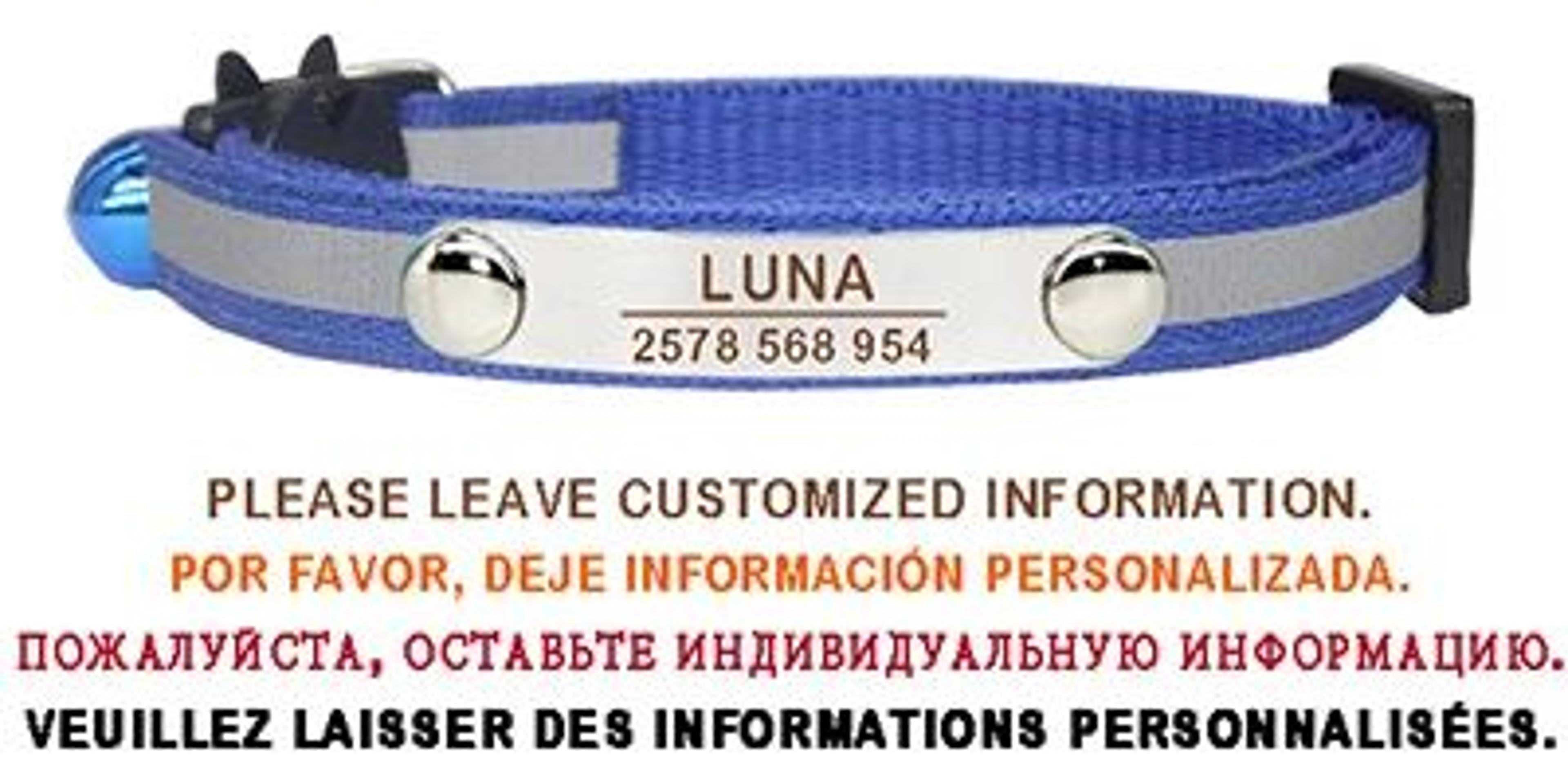 SafeGlow Personalized Reflective Cat ID Collar With Engraved Name  Bell 12
