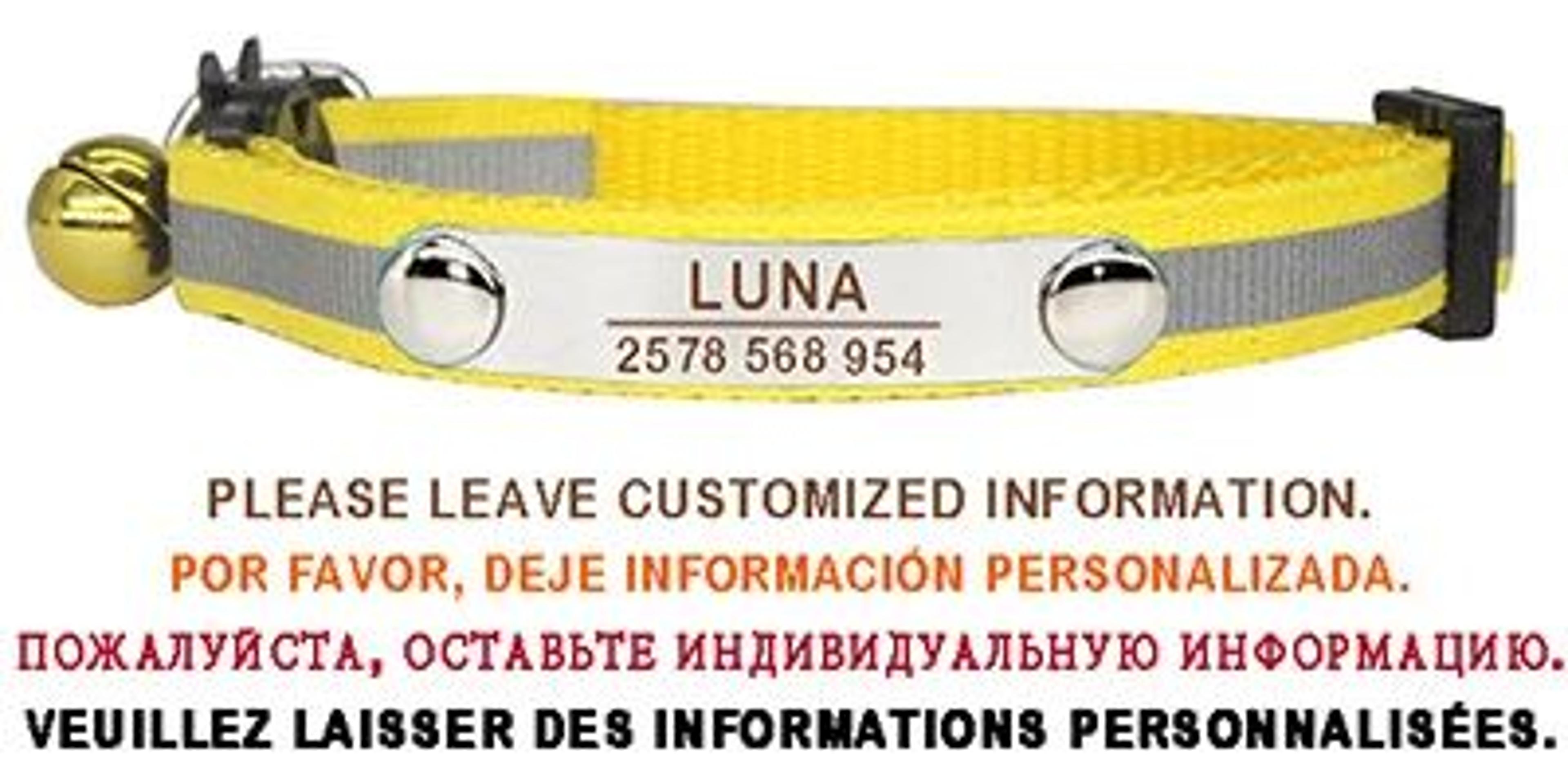 SafeGlow Personalized Reflective Cat ID Collar With Engraved Name  Bell 13