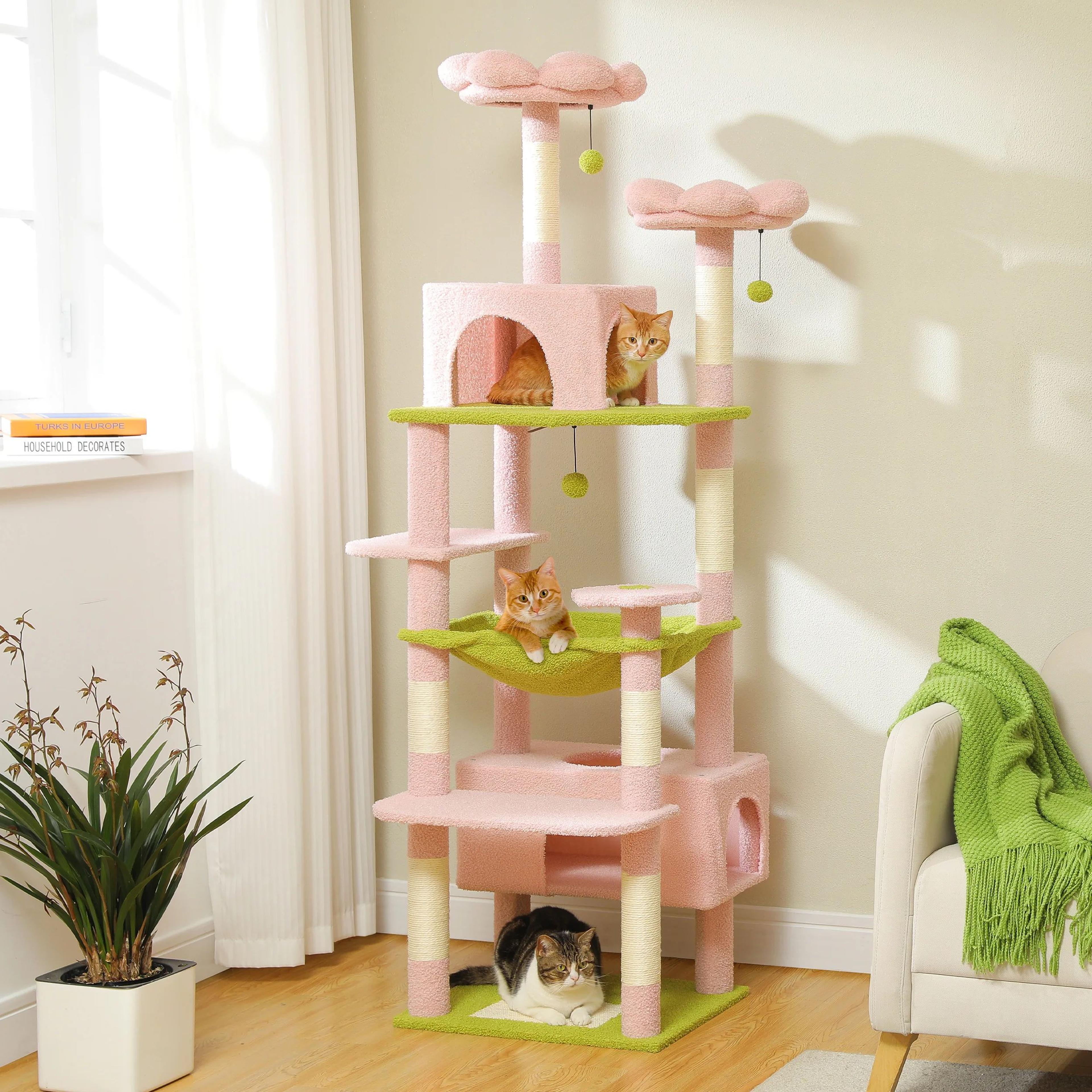 Luxury MultiLevel Cat Tree Tower With Hammock Condo  Scratching Posts For Indoor Cats 4