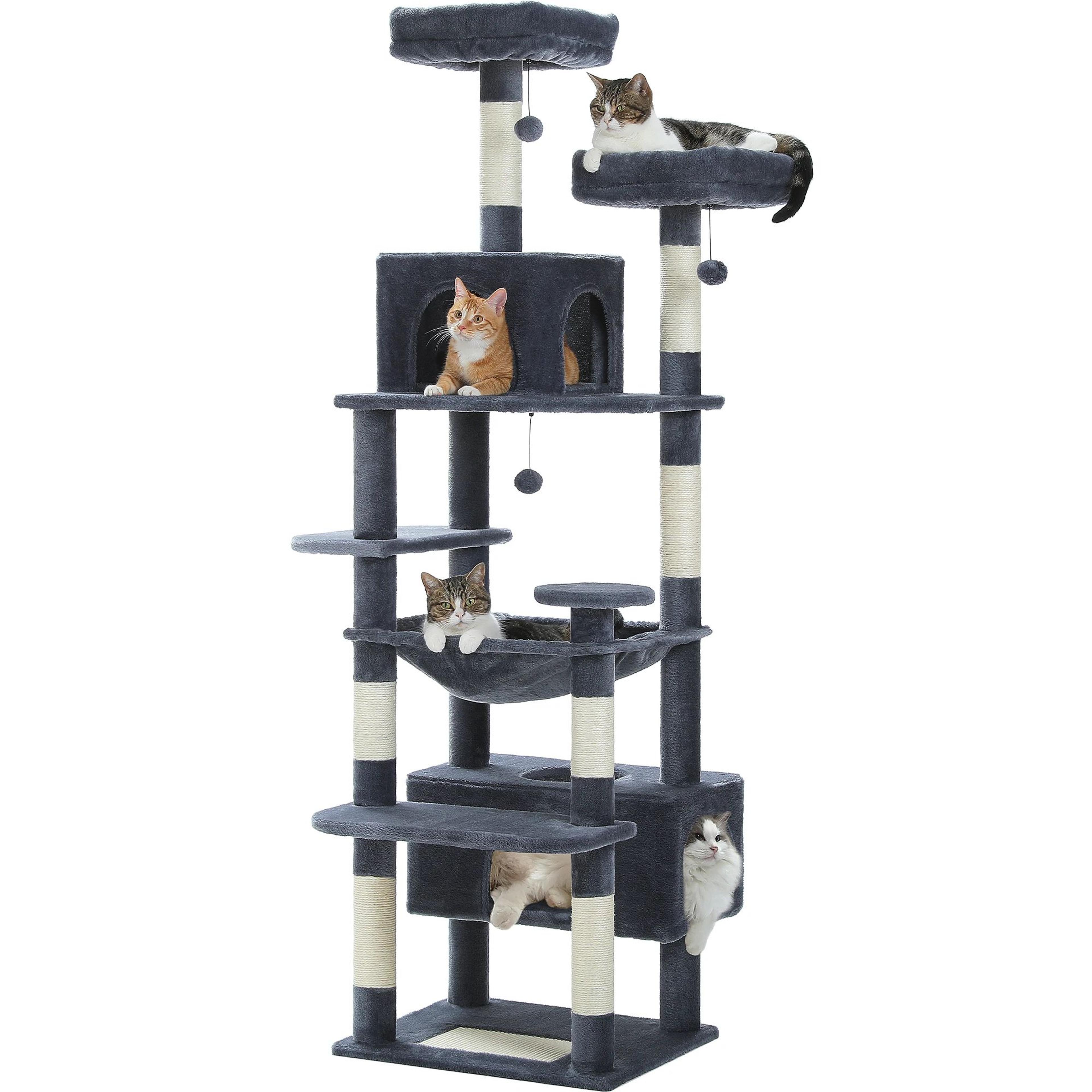 Luxury MultiLevel Cat Tree Tower With Hammock Condo  Scratching Posts For Indoor Cats 8