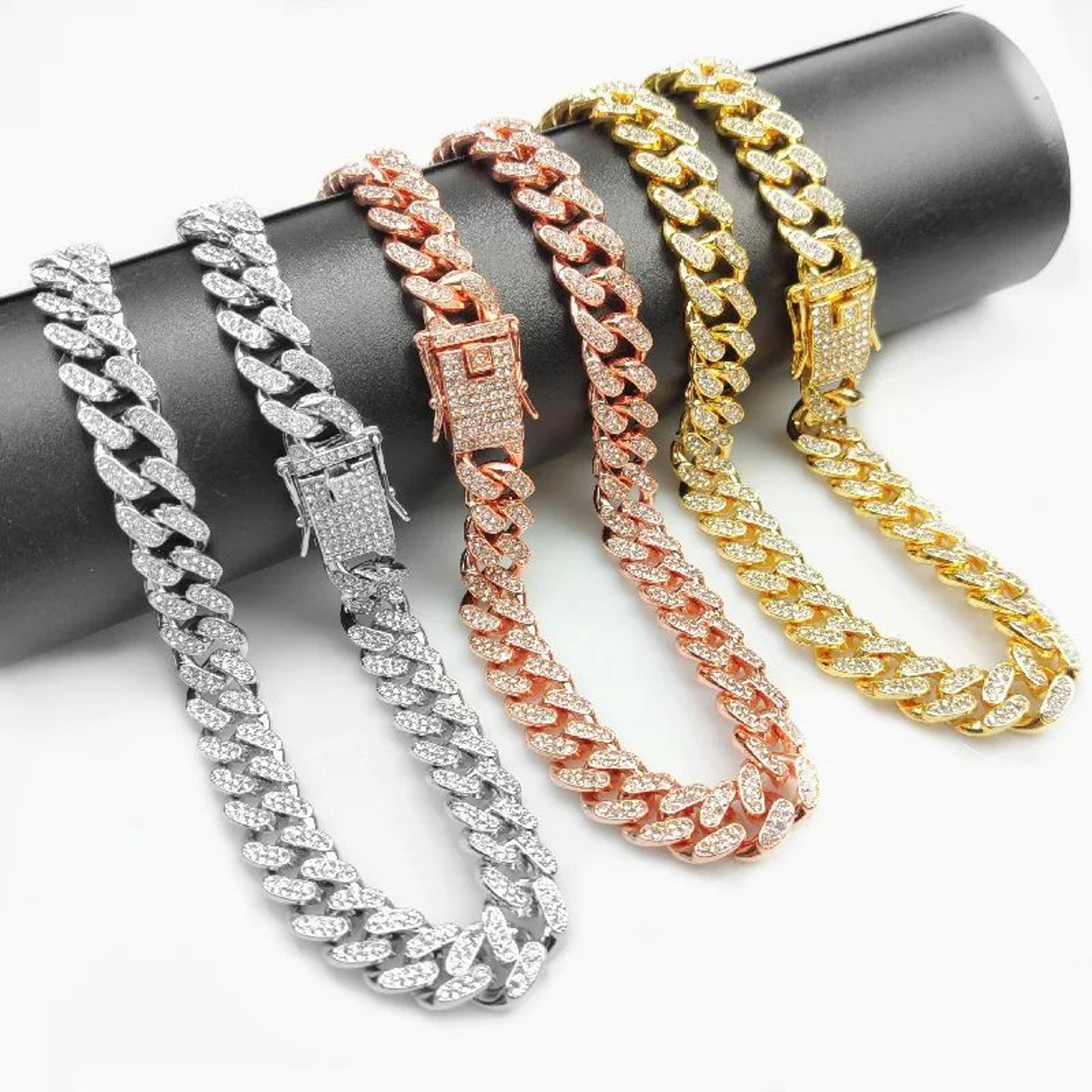 Luxury Cuban Link Cat Collar With Rhinestone Gold Chain 2