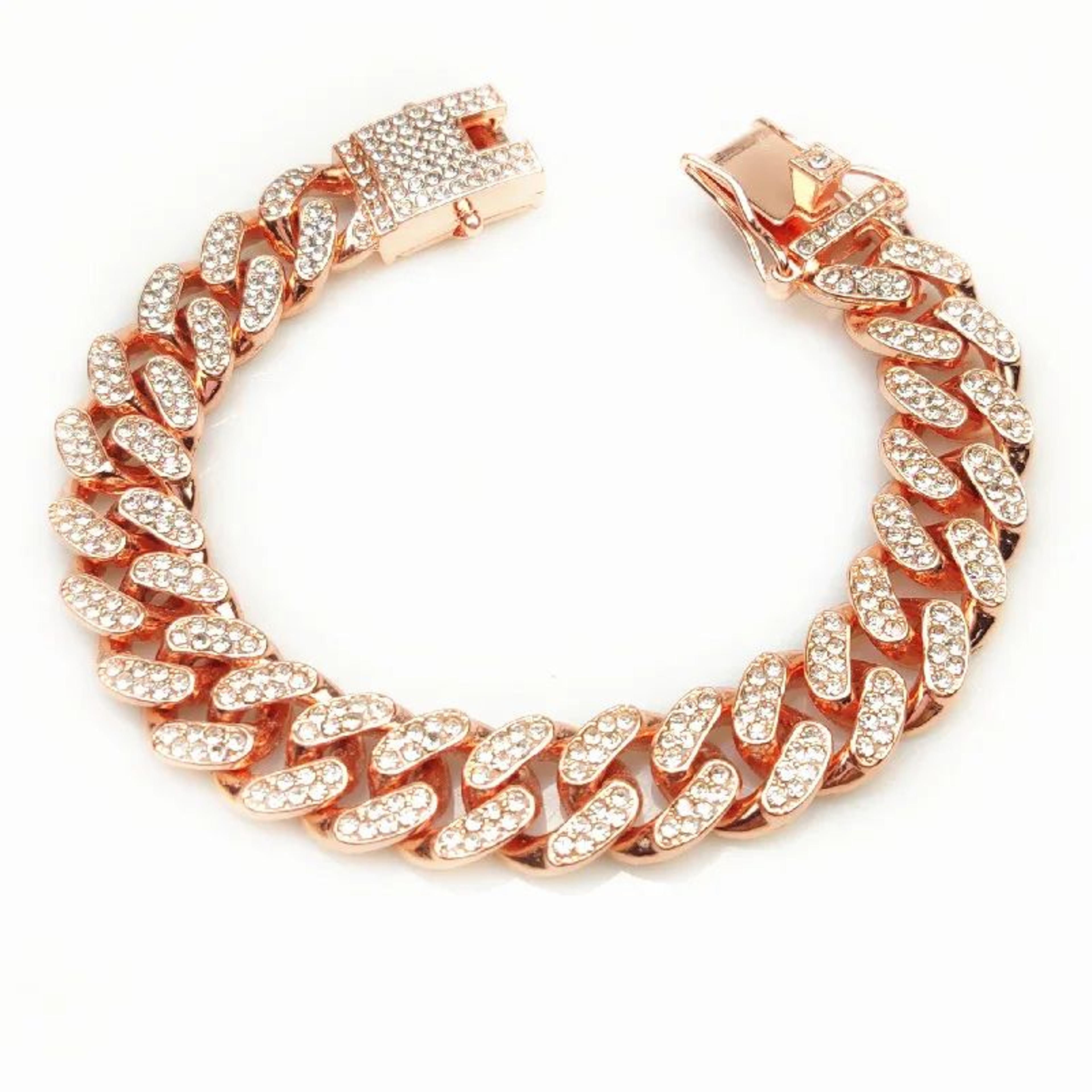Luxury Cuban Link Cat Collar With Rhinestone Gold Chain 7