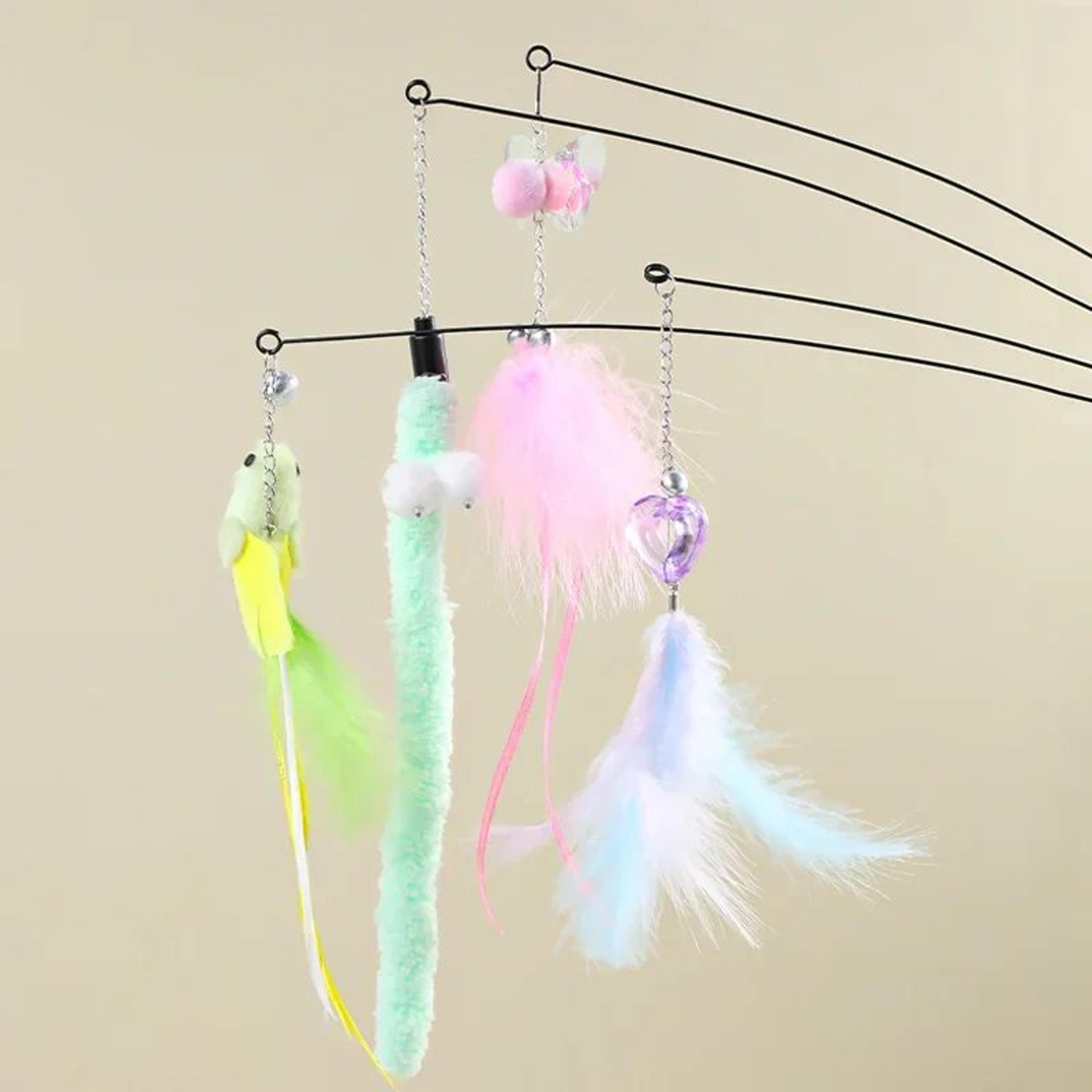 FeatherBird Interactive Cat Wand Toy With Bell  Telescopic Teaser 3