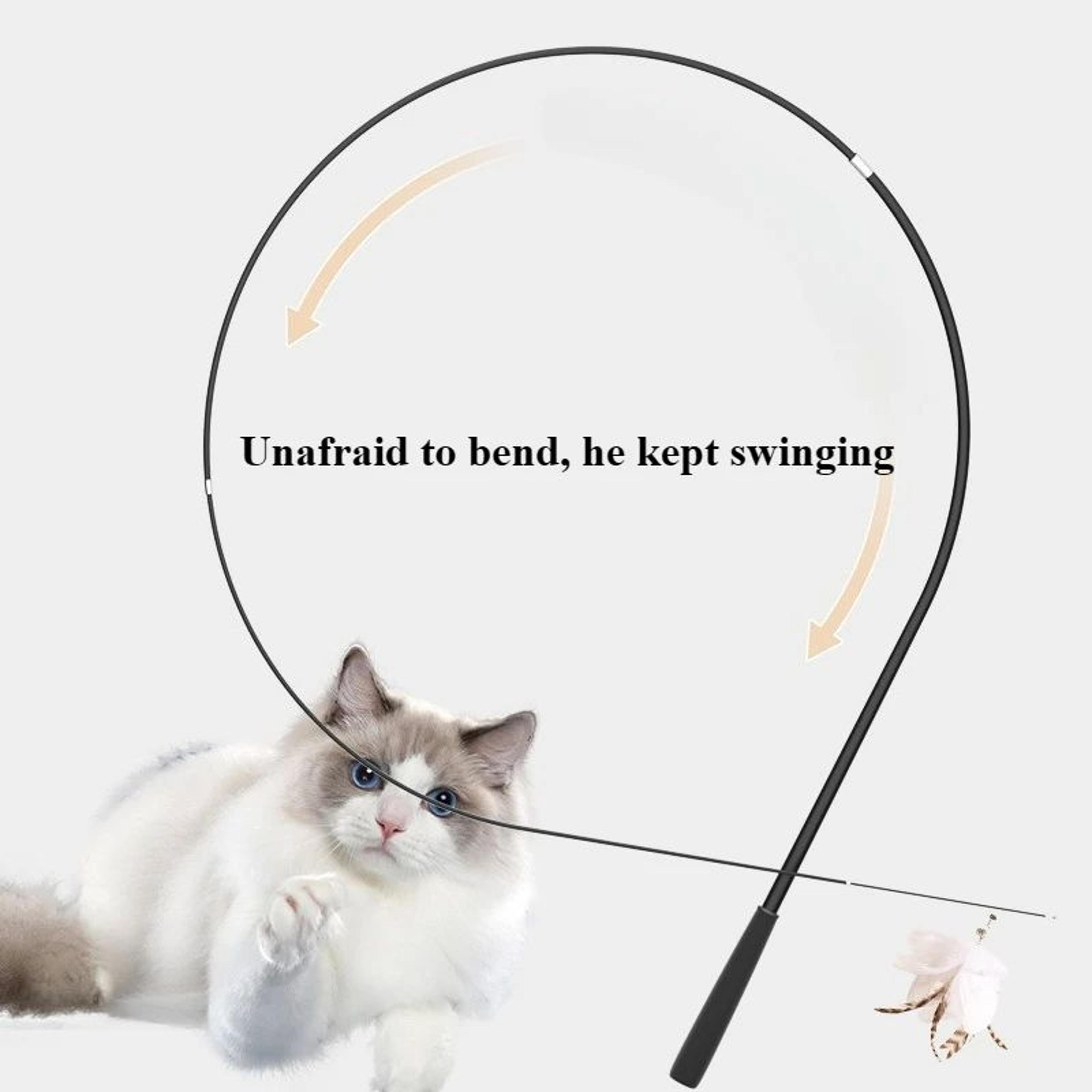 PouncePro Extendable Cat Wand Toy With Feather Teaser  Bells  18M Interactive Play Rod 4