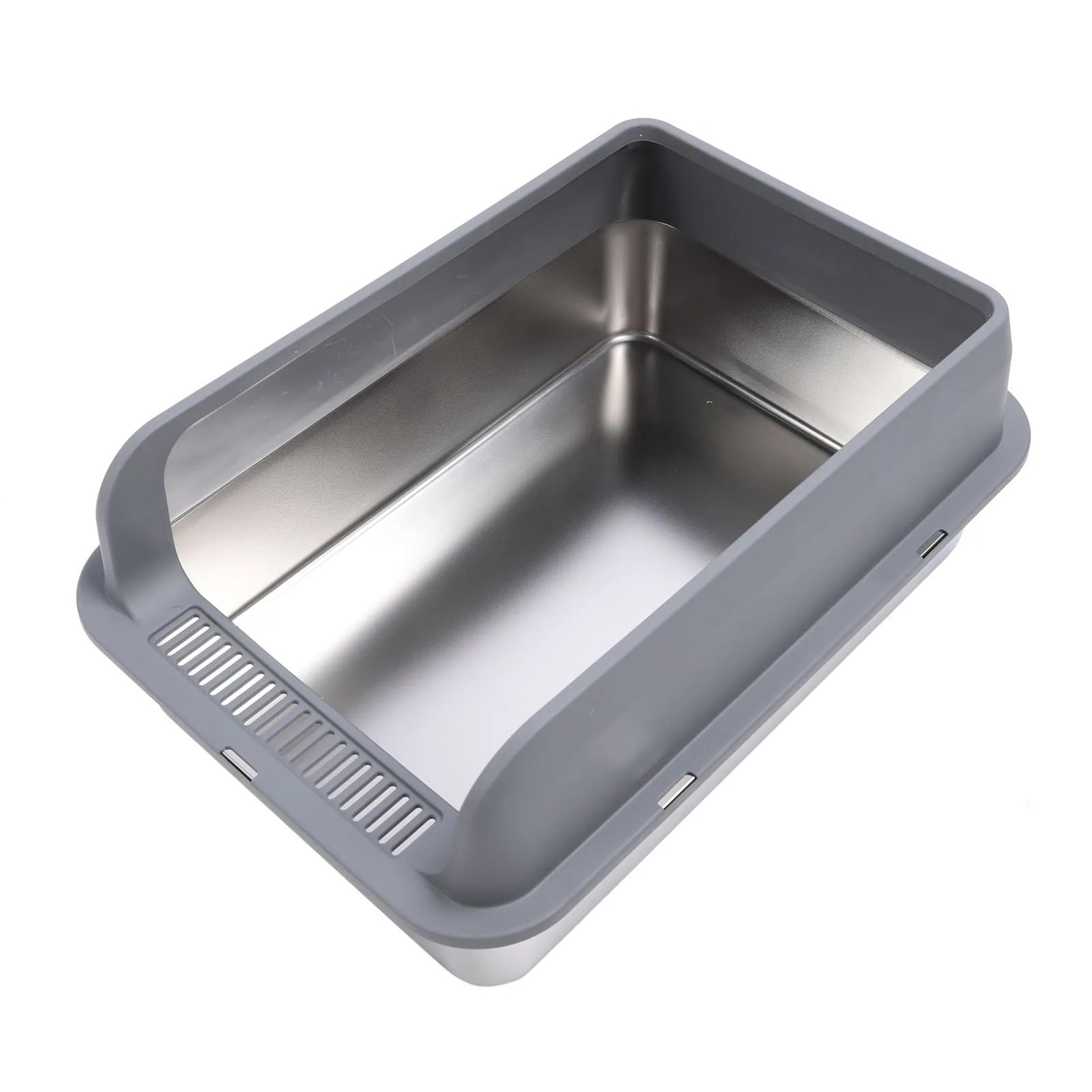 PurrShield XL Stainless Steel Litter Box With Lid  Large Cat Litter Box For Odor Control  Easy Clea 4