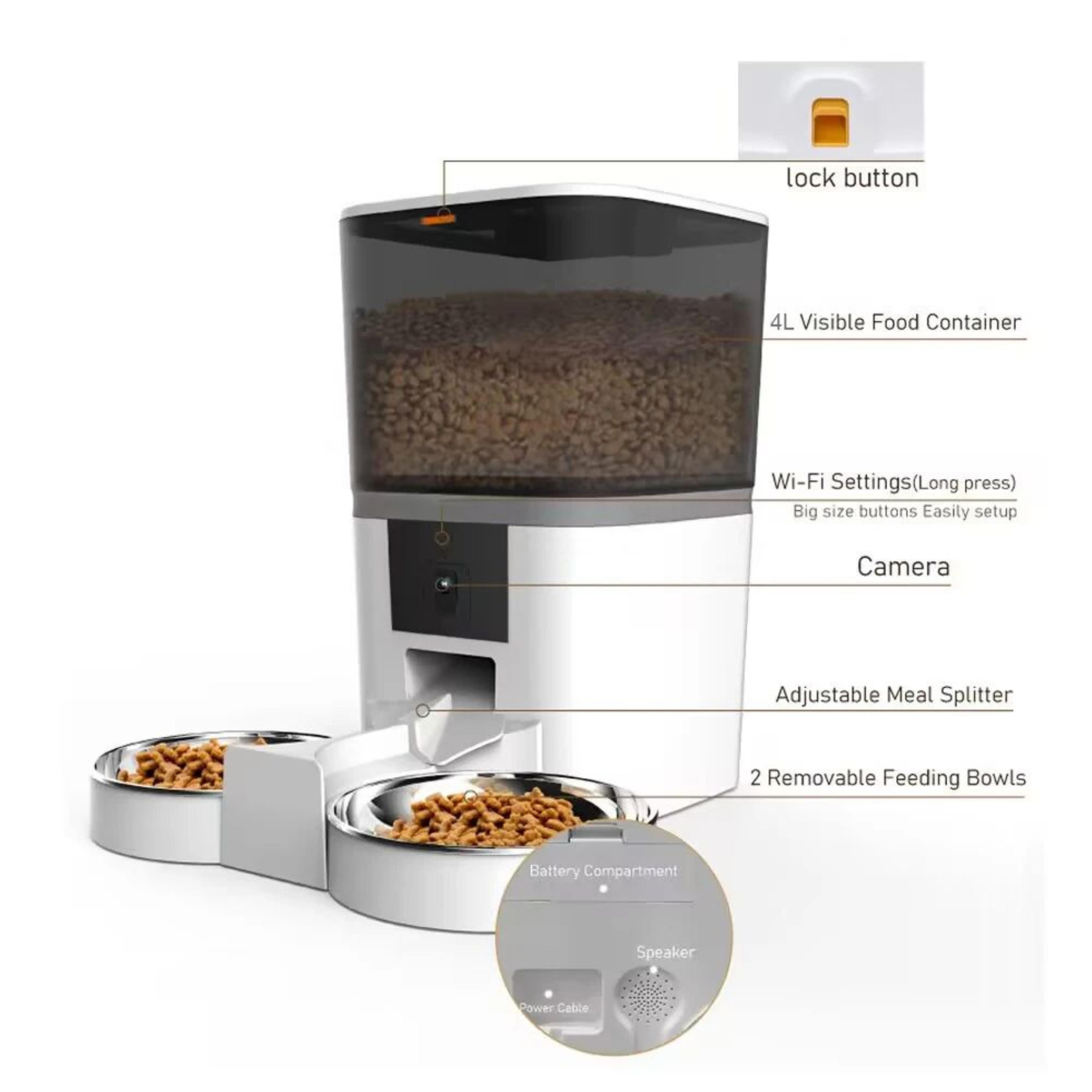 SmartView 4L Automatic Pet Feeder With HD Camera  App Control For Cats And Dogs 2
