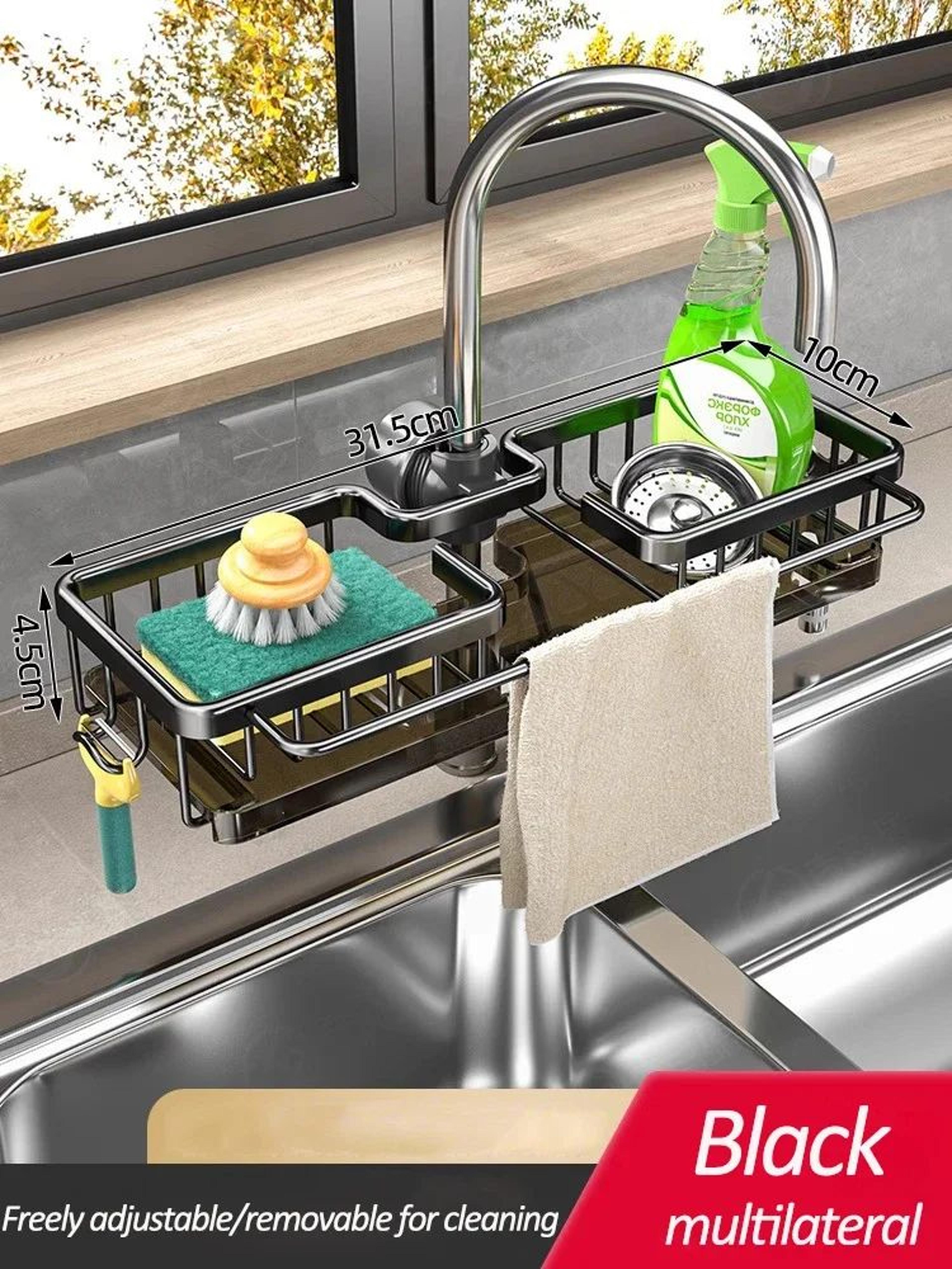 SpaceSaving Faucet Sink Organizer  Drain Basket 7