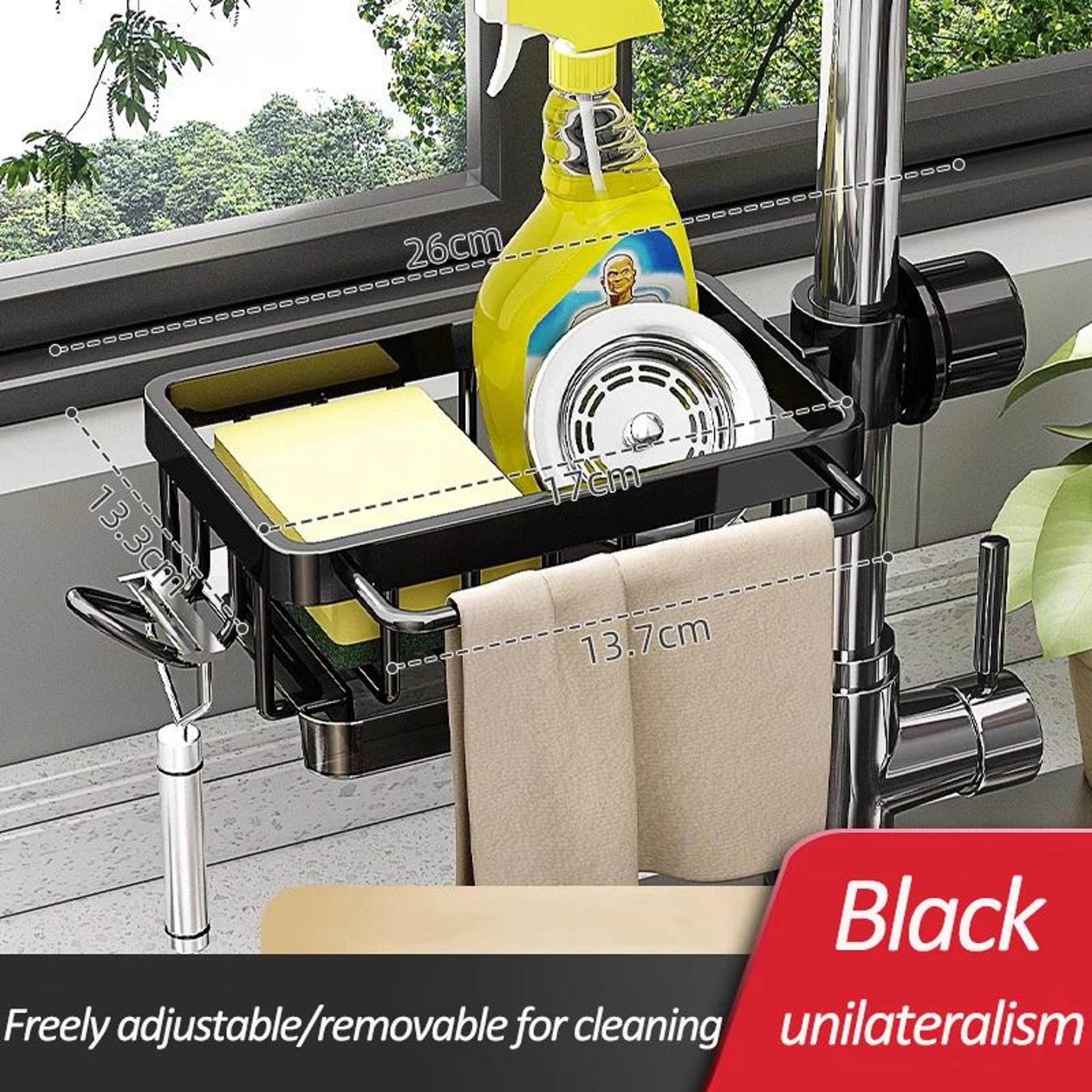 SpaceSaving Faucet Sink Organizer  Drain Basket 8