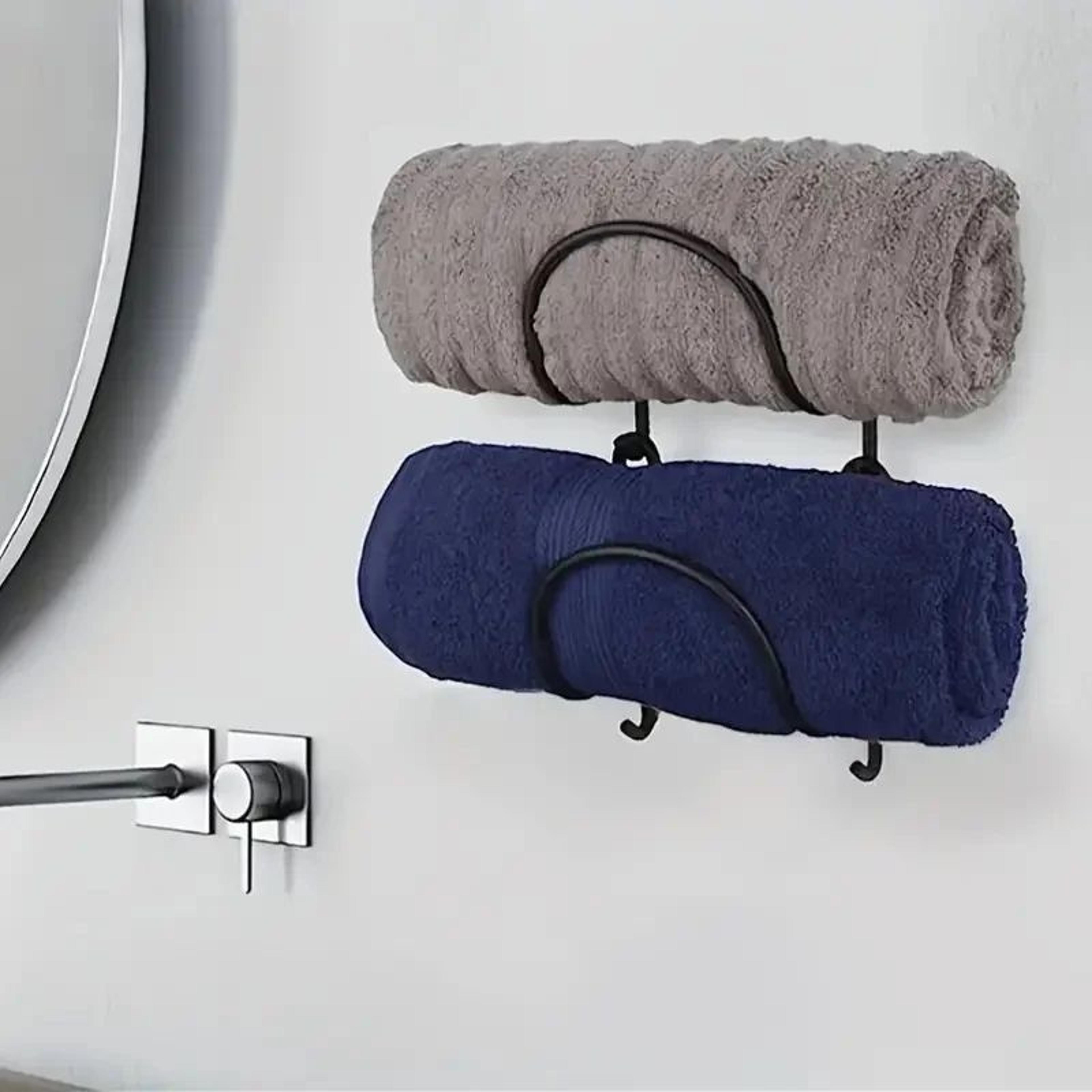 SpaceSaver WallMounted Towel Rack With Hooks  MultiLayer Storage Shelf 2
