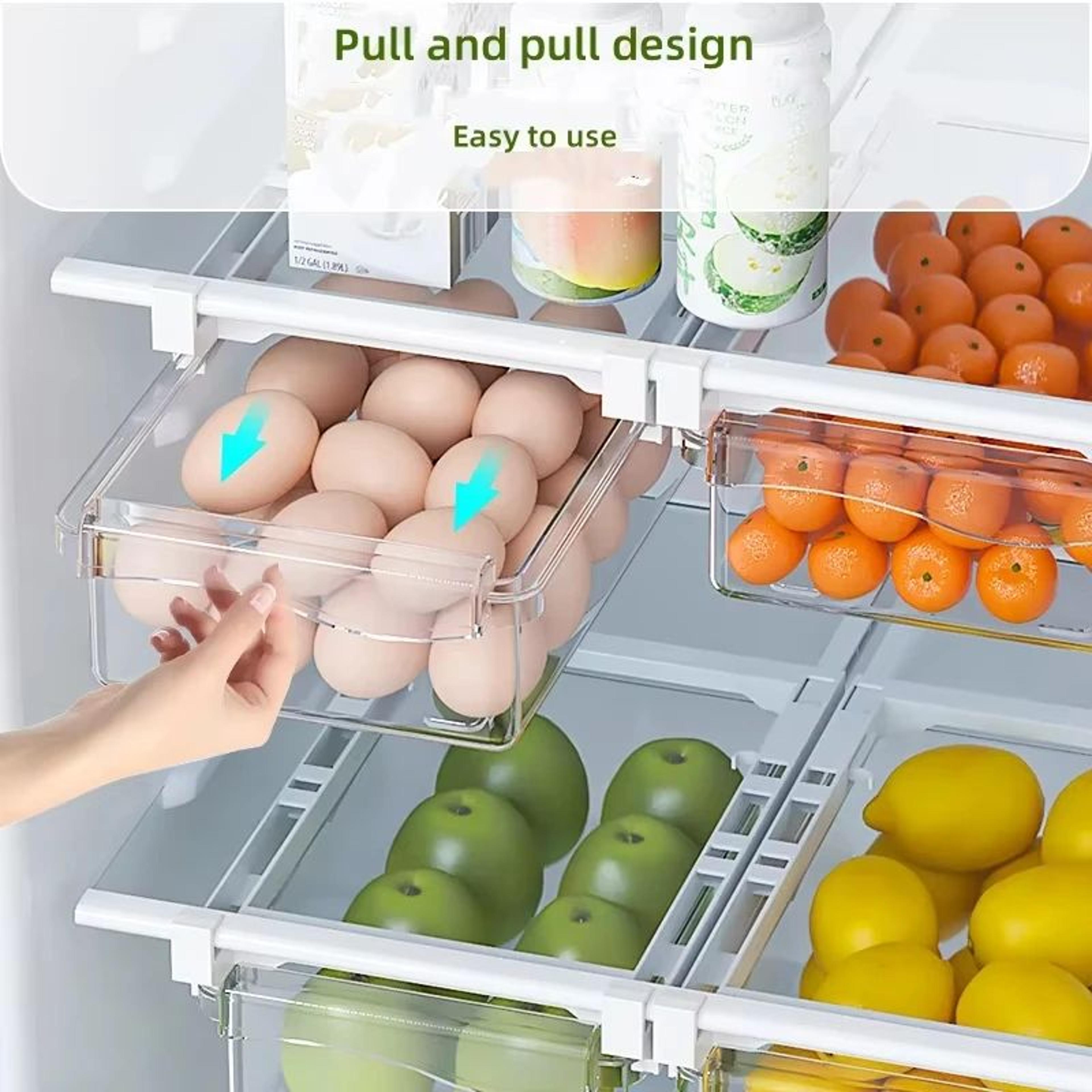 FreshSlide Refrigerator Drawer Organizer  Adjustable Refrigerator Storage Box For Fruits Vegetables 1