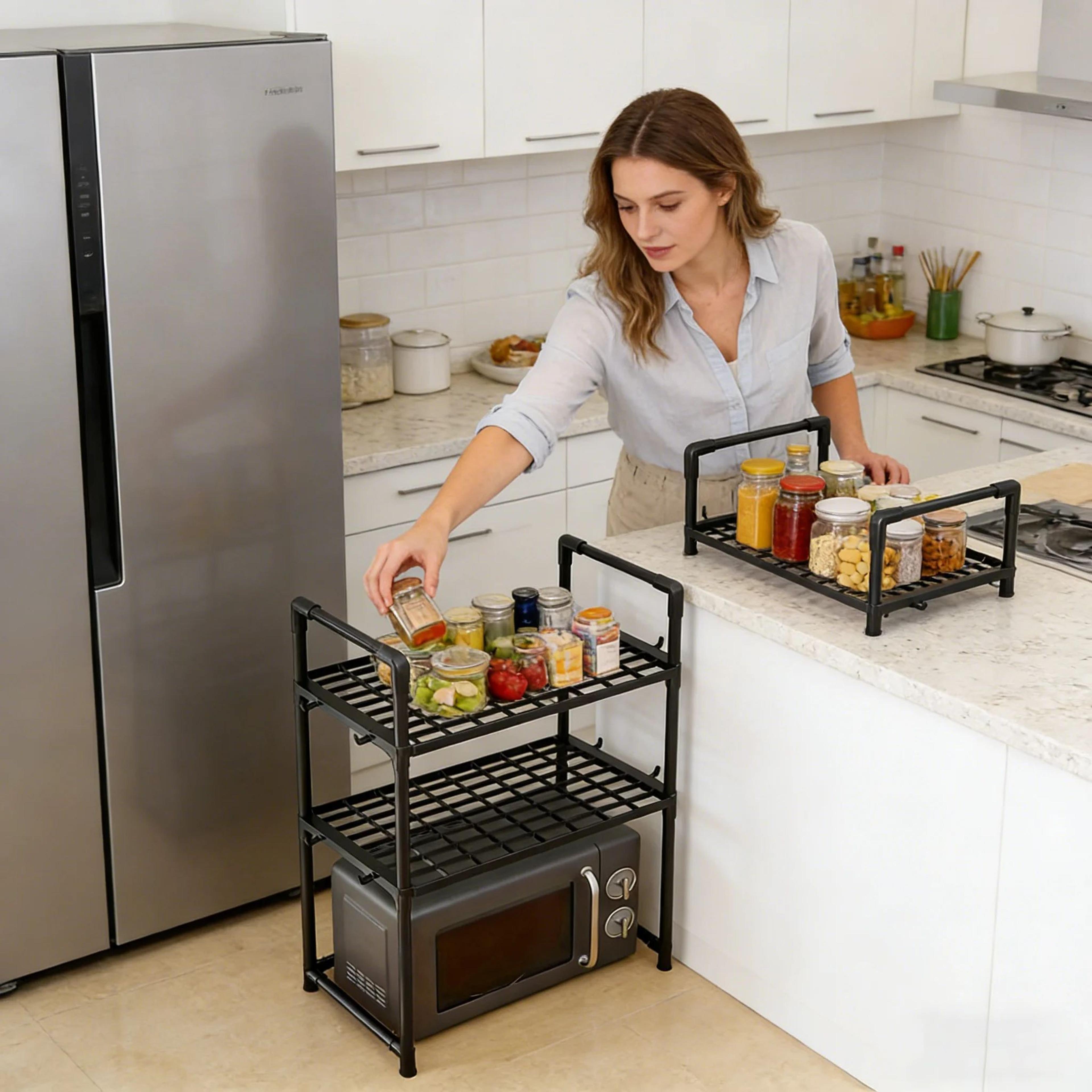 Adjustable HeavyDuty Microwave Stand  Kitchen Counter Organizer Rack 2