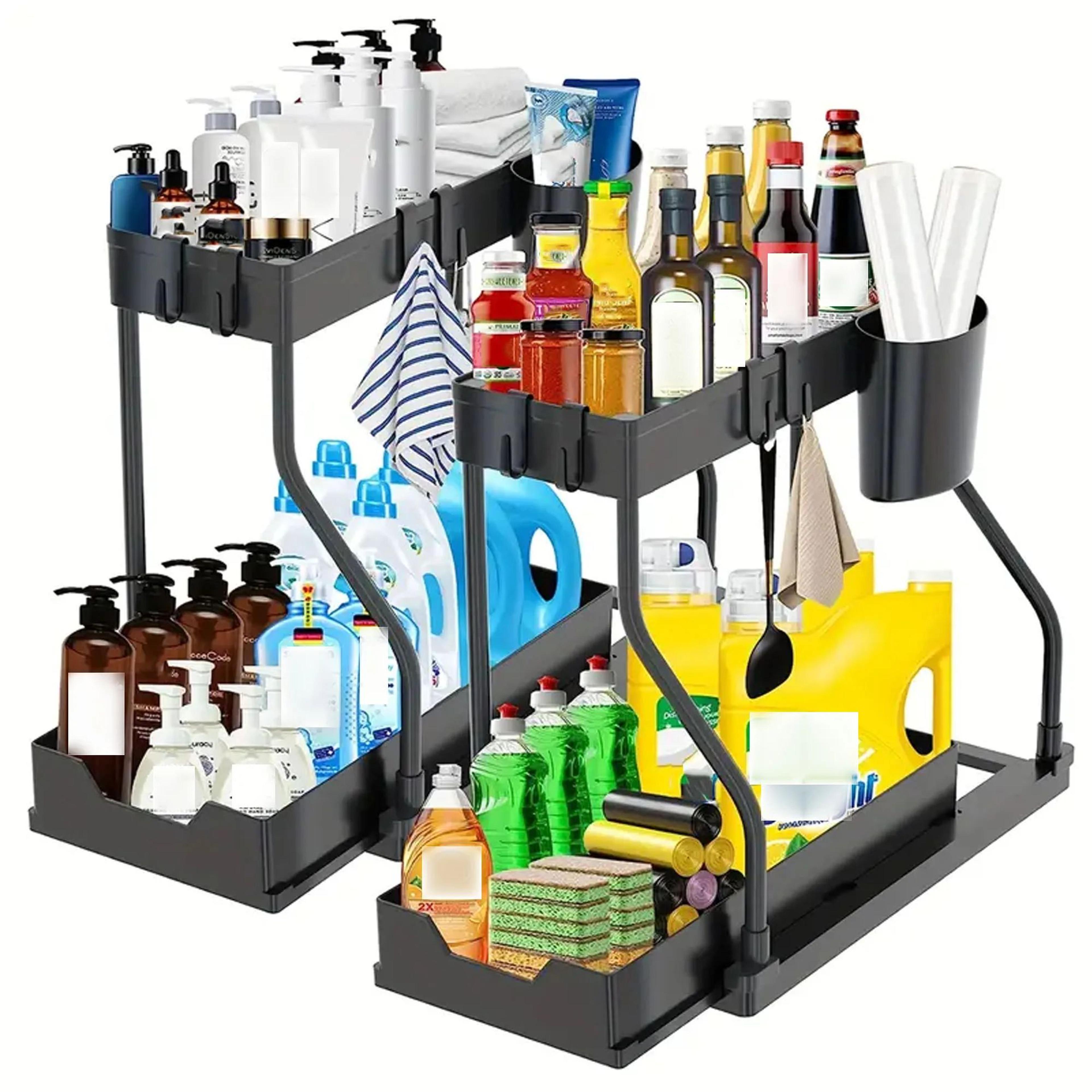 SlideEase PullOut Under Sink Organizer Rack  2Tier Cabinet  Desktop Storage Solution 0