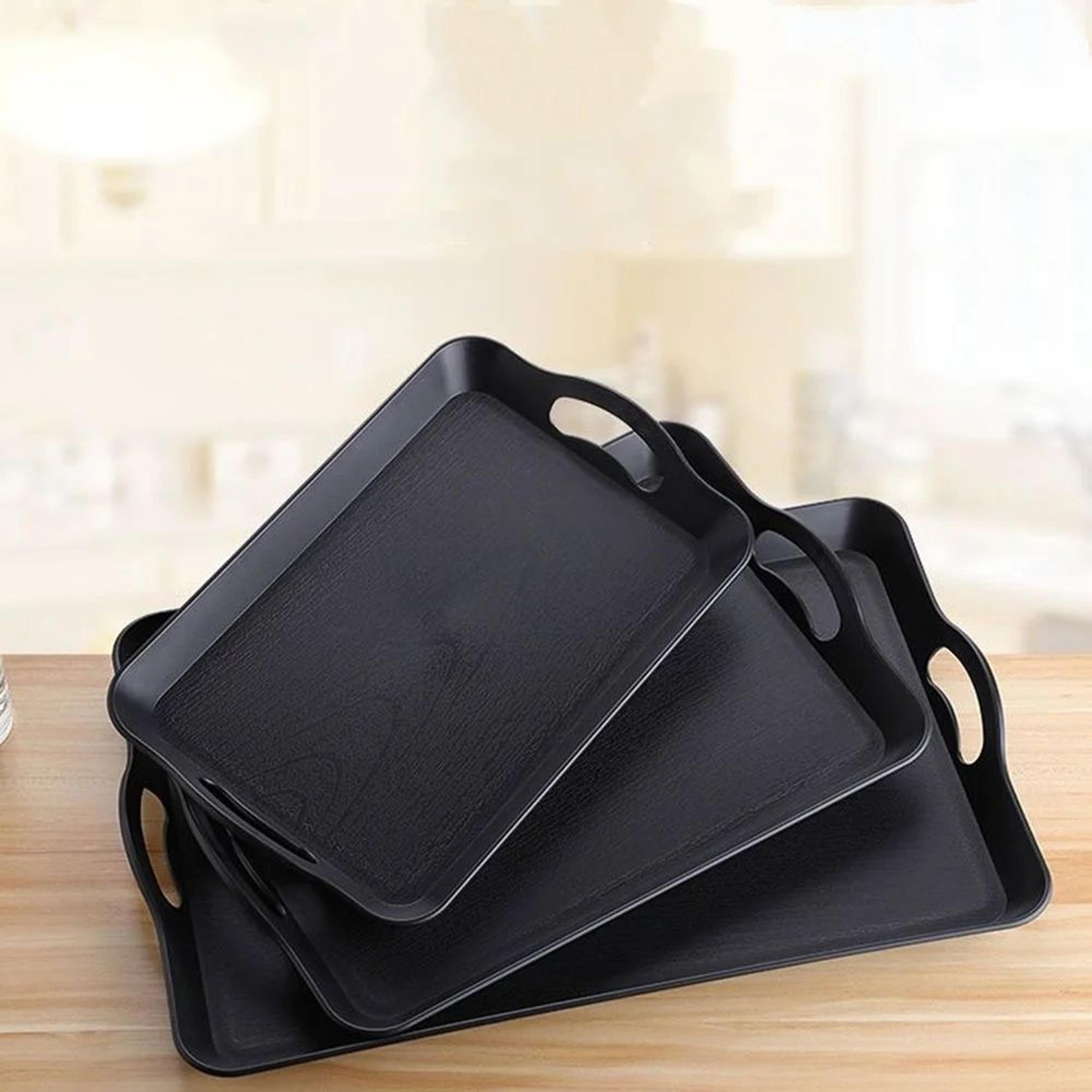 premium non-slip plastic serving tray with handles – multi-purpose rectangular food & organizer tray