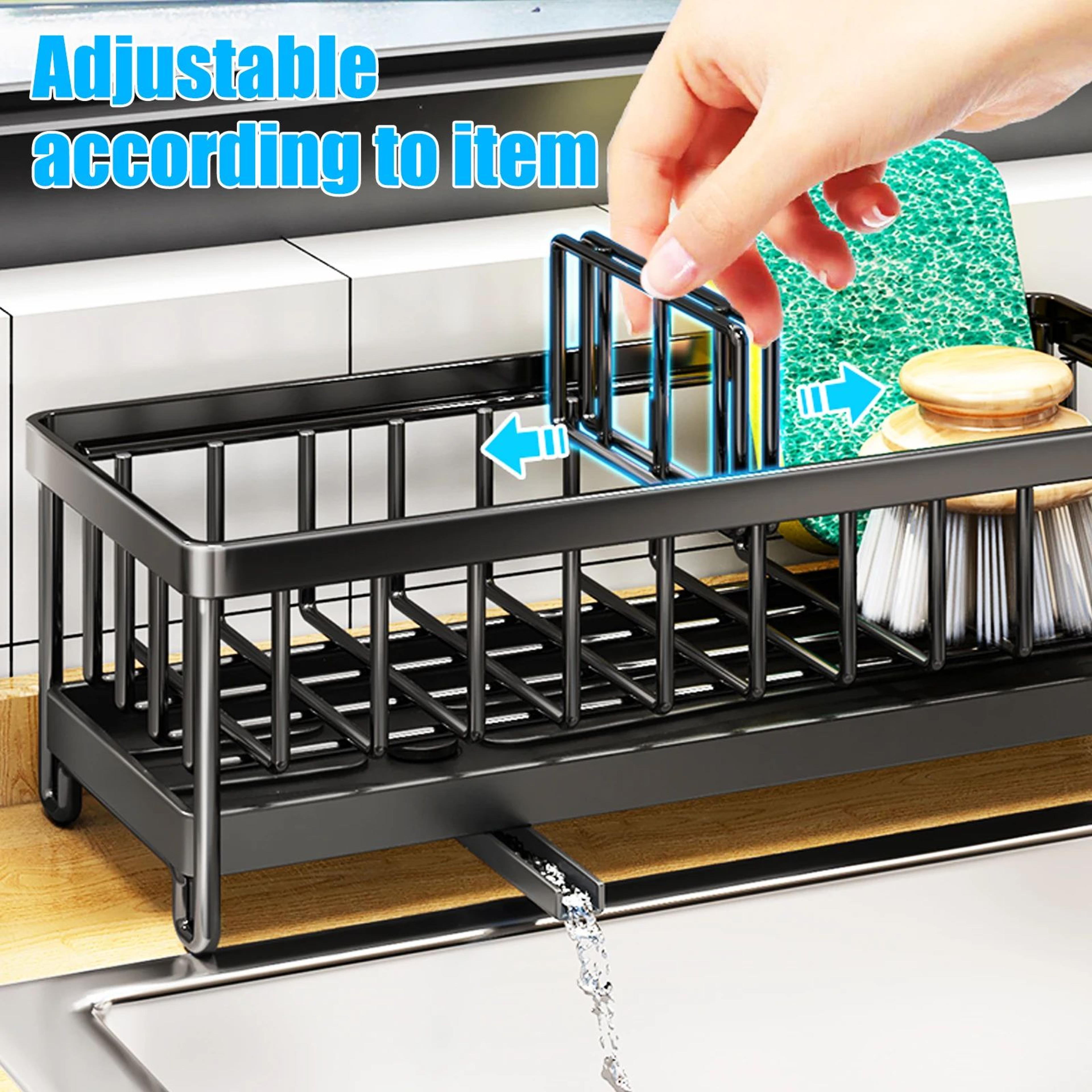 304 Stainless Steel Kitchen Sink Caddy  Sponge Holder With SelfDraining Brush Organizer 1